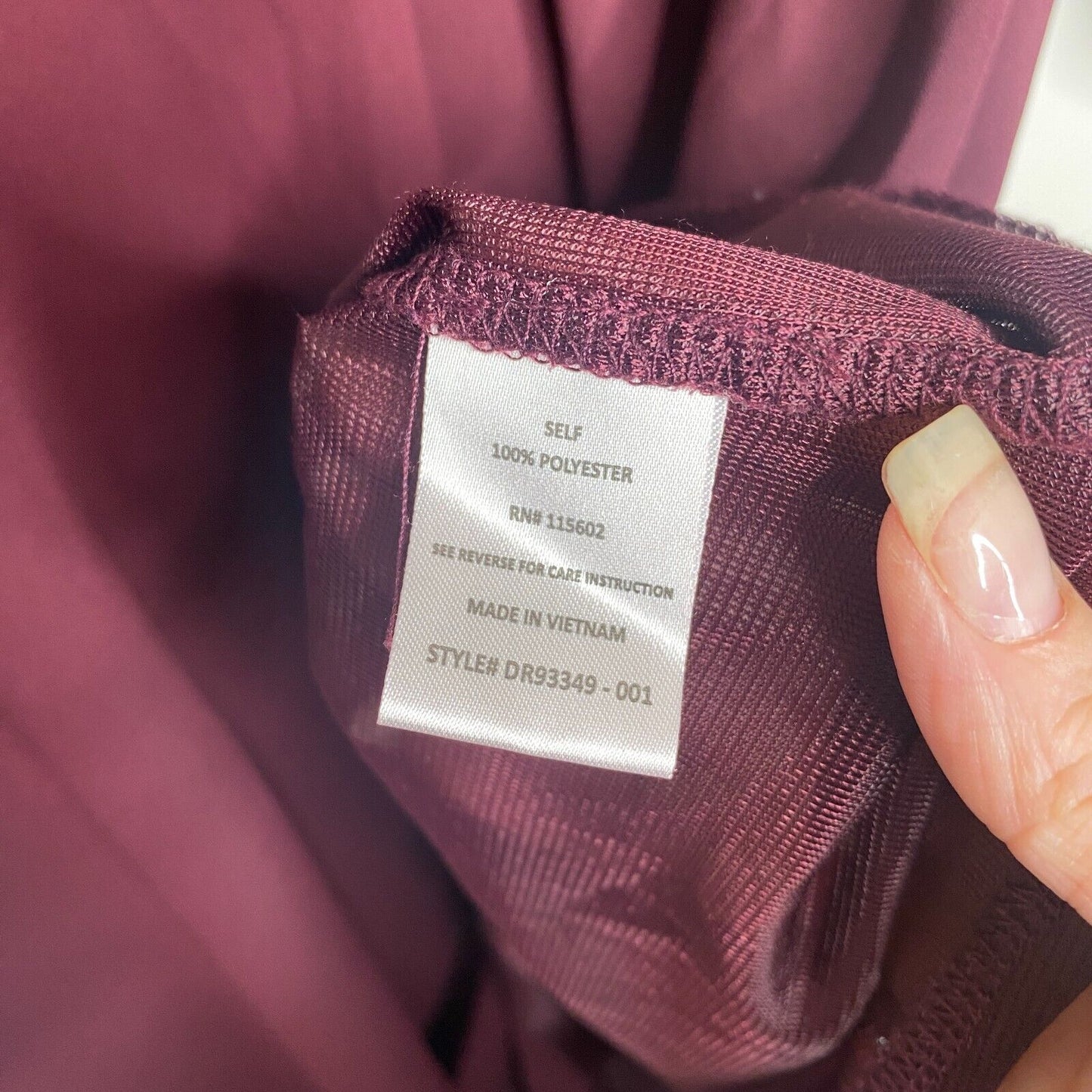 Lush Inverted Pleat V-Neck Plum Drapey Shirt Tail Dress 3/4 Tab Sleeves XS