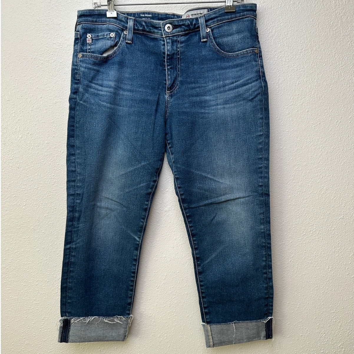 AG women’s The Prima cigarette leg jeans medium wash raw cuffed hem US 32R