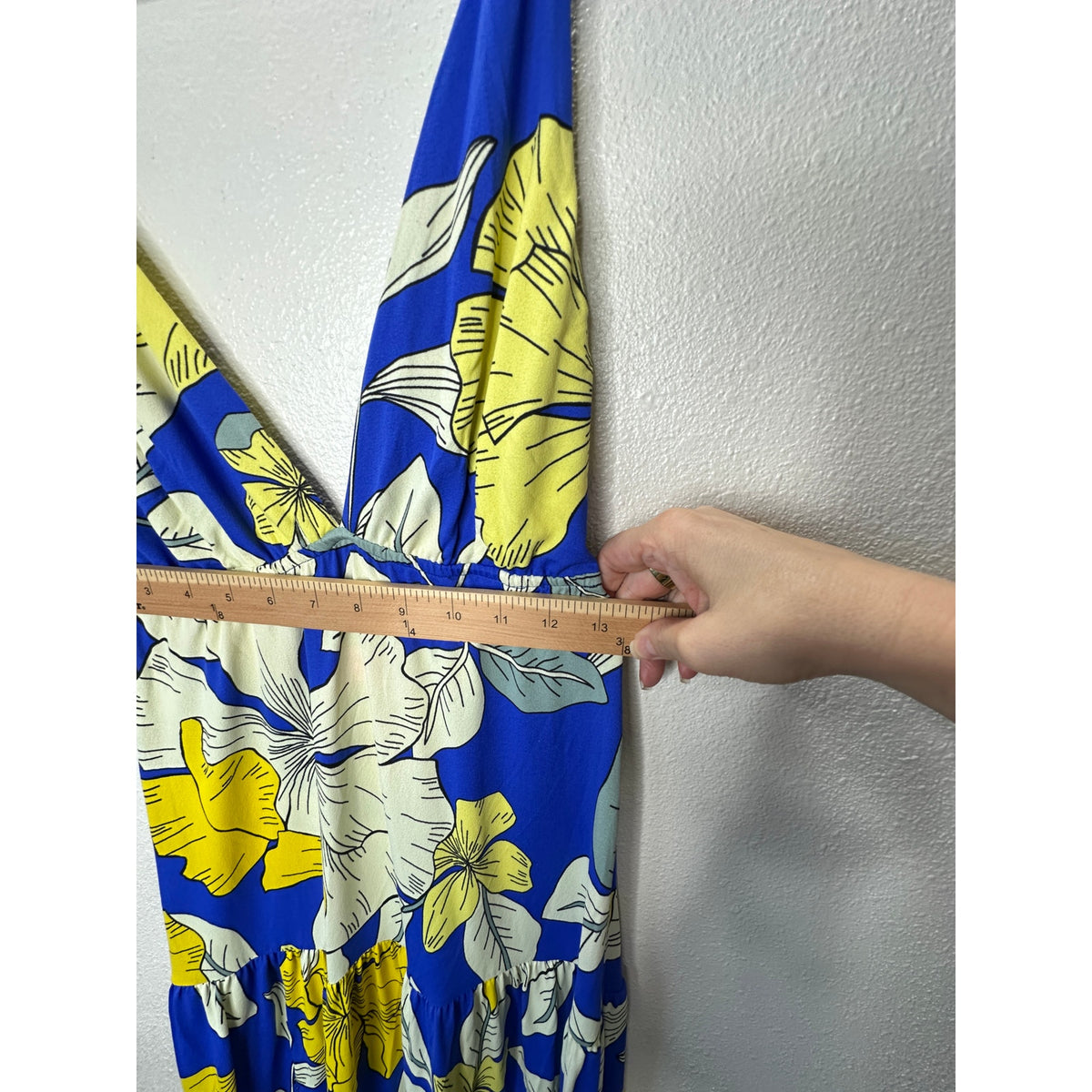 Maaji Bright Yellow White Royal Blue SandCastle Sleeveless Maxi Dress S