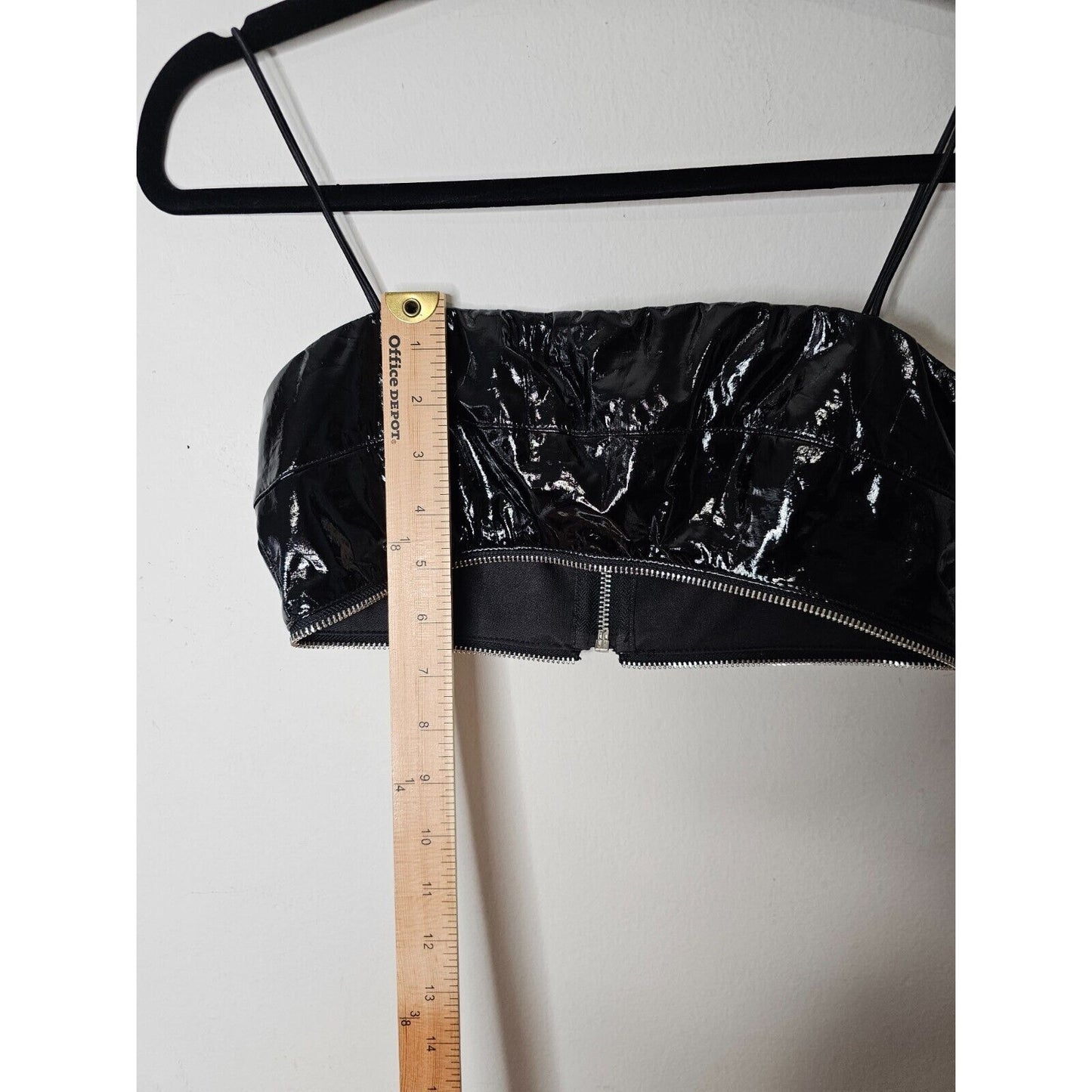 I. Am. Gia. Black Isla Patent Leather Bralette Spaghetti-Strap Zipper Detail XS