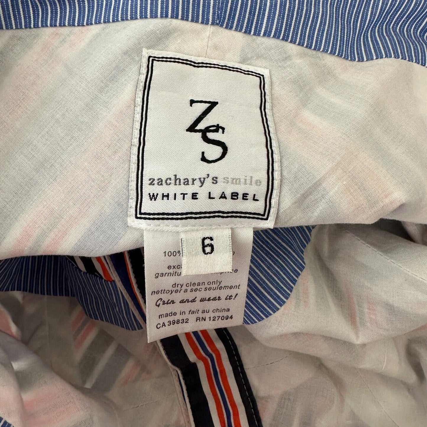 Zachary's Smile Blue White Orange Stripe Spaghetti Strap Button Sun Dress 6