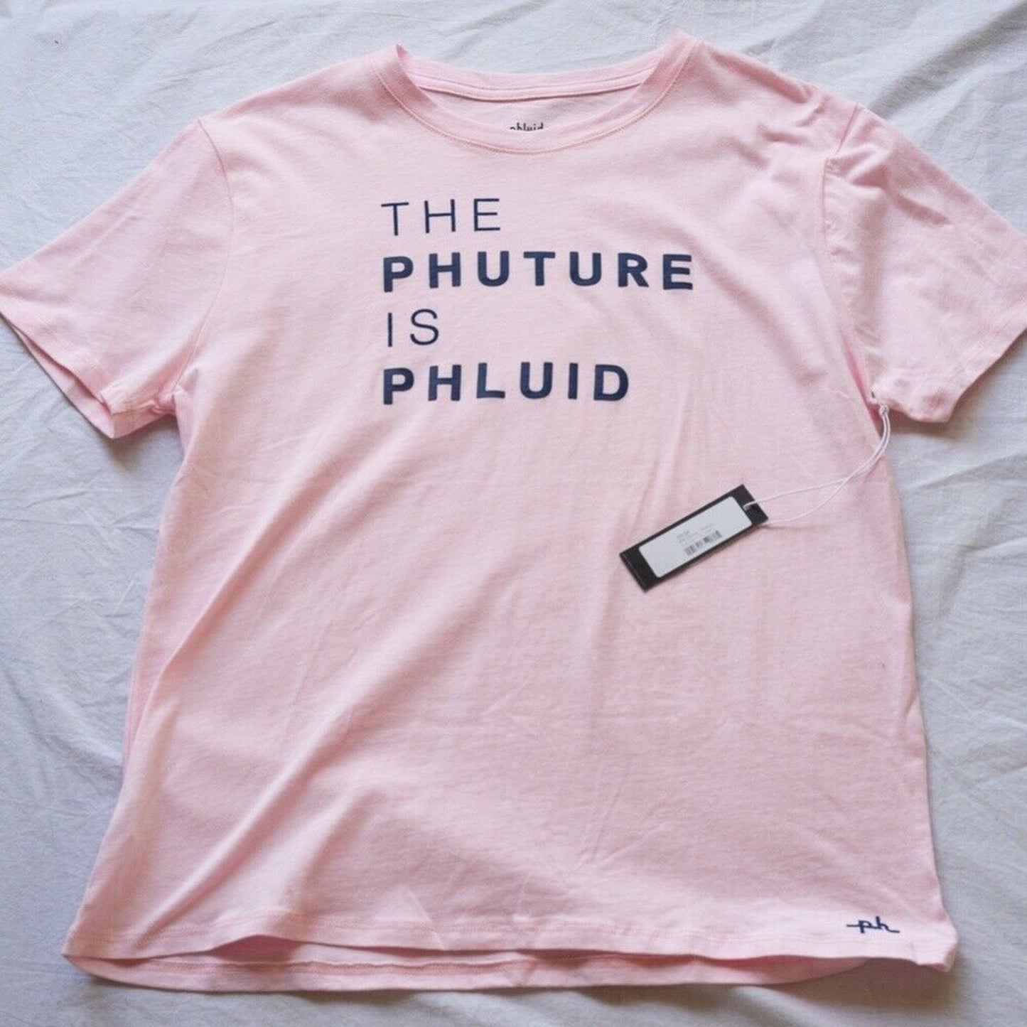 PHLUID PROJECT Pale Pink Crew Neck Graphic Tee Shirt Top Large LGBT LGBTQIA 3