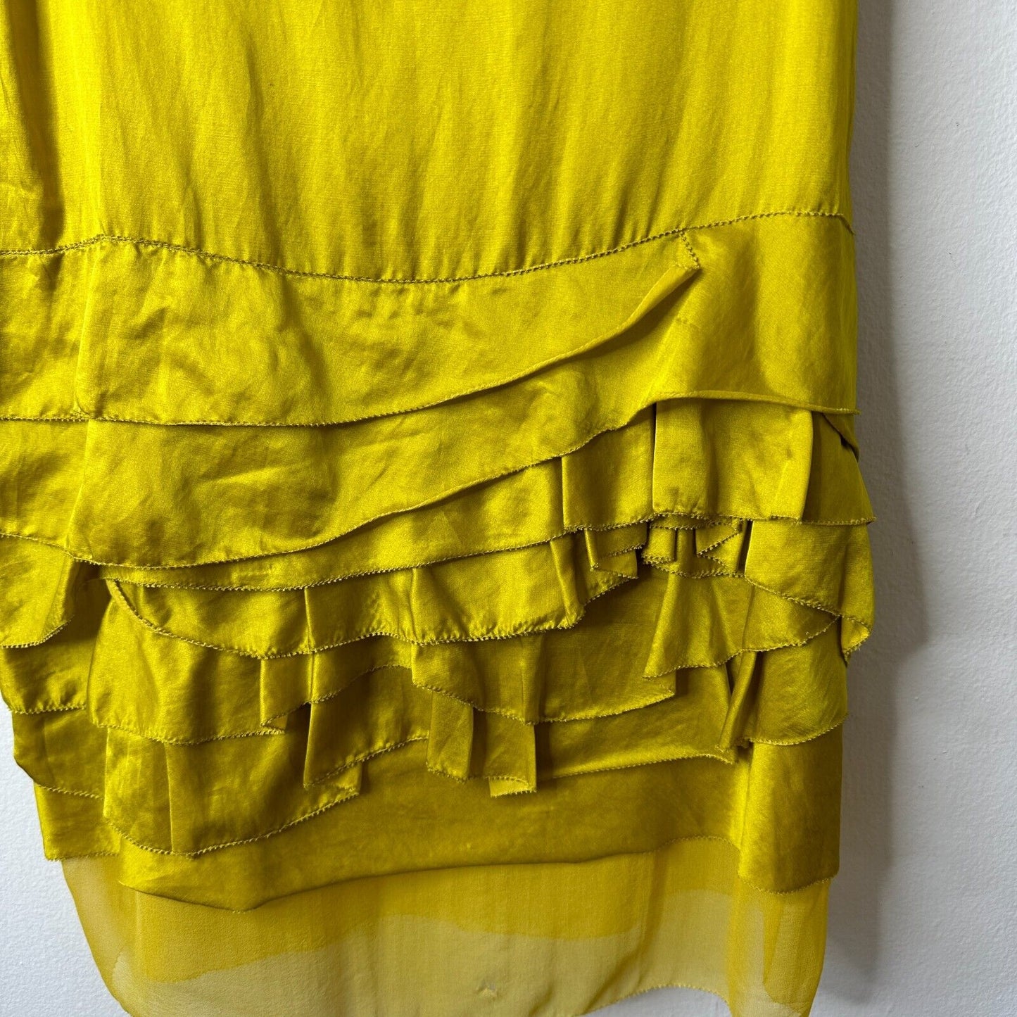 3.1 Phillip Lim Scoop Neck Chartreus Yellow Silk Blend Ruffled Tank Dress Mini 2