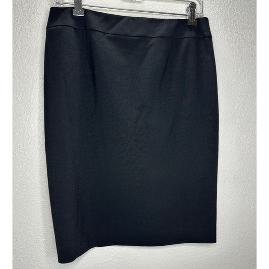 Elie Tahari Black Lined Back Zip & Split Pencil Skirt 6