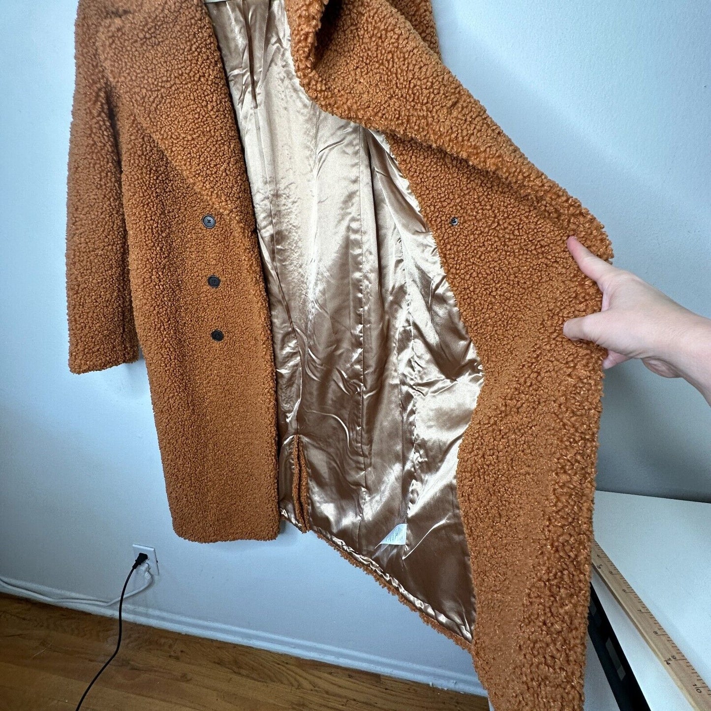 J. Crew Double Breasted Camel Adobe Clay Collared Teddy Sherpa Long Topcoat S