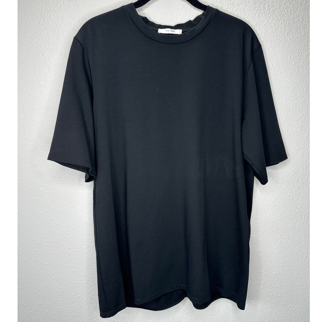 NWT The Row Black Chiara Round Neck Short Sleeve 100% Pima Cotton Top L