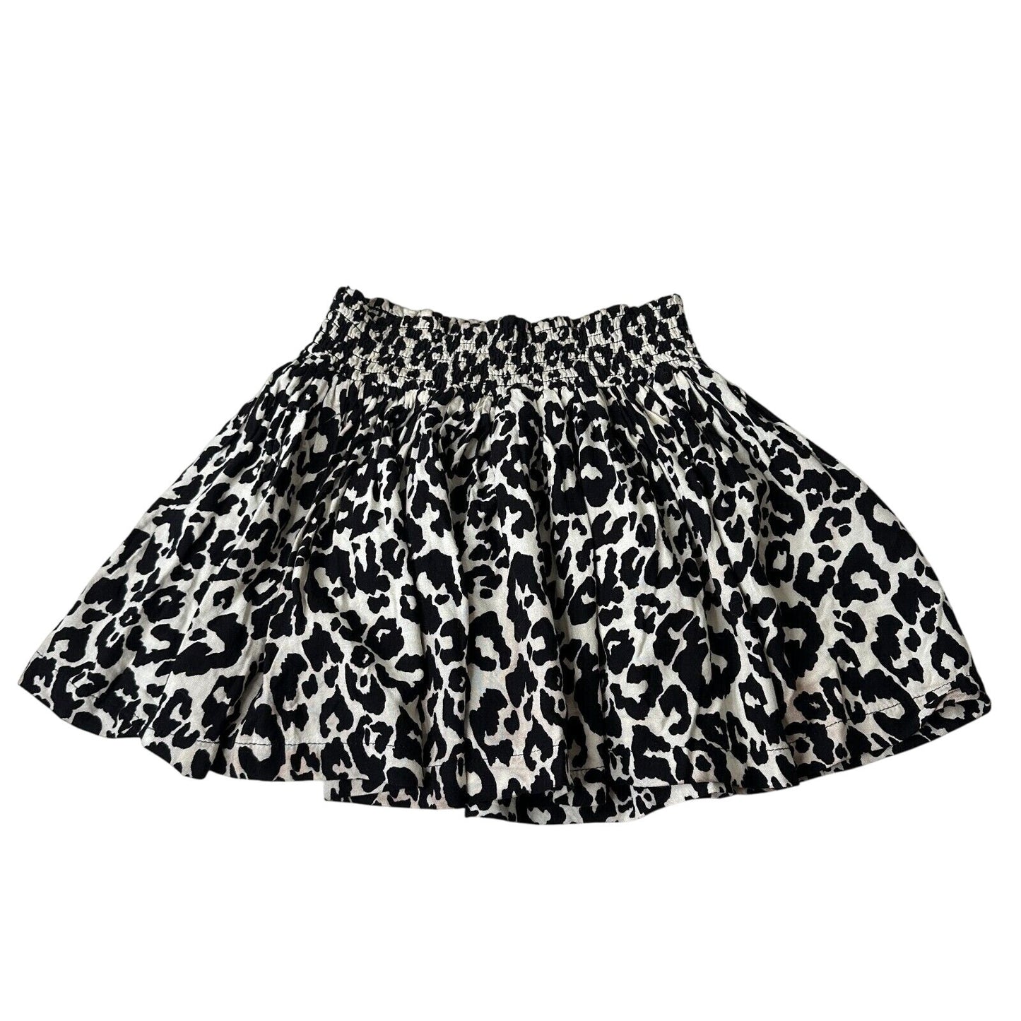 H&M Divided Leopard Print Cream and Black Ruffled Saucy Mini Skirt Smock Waist 4
