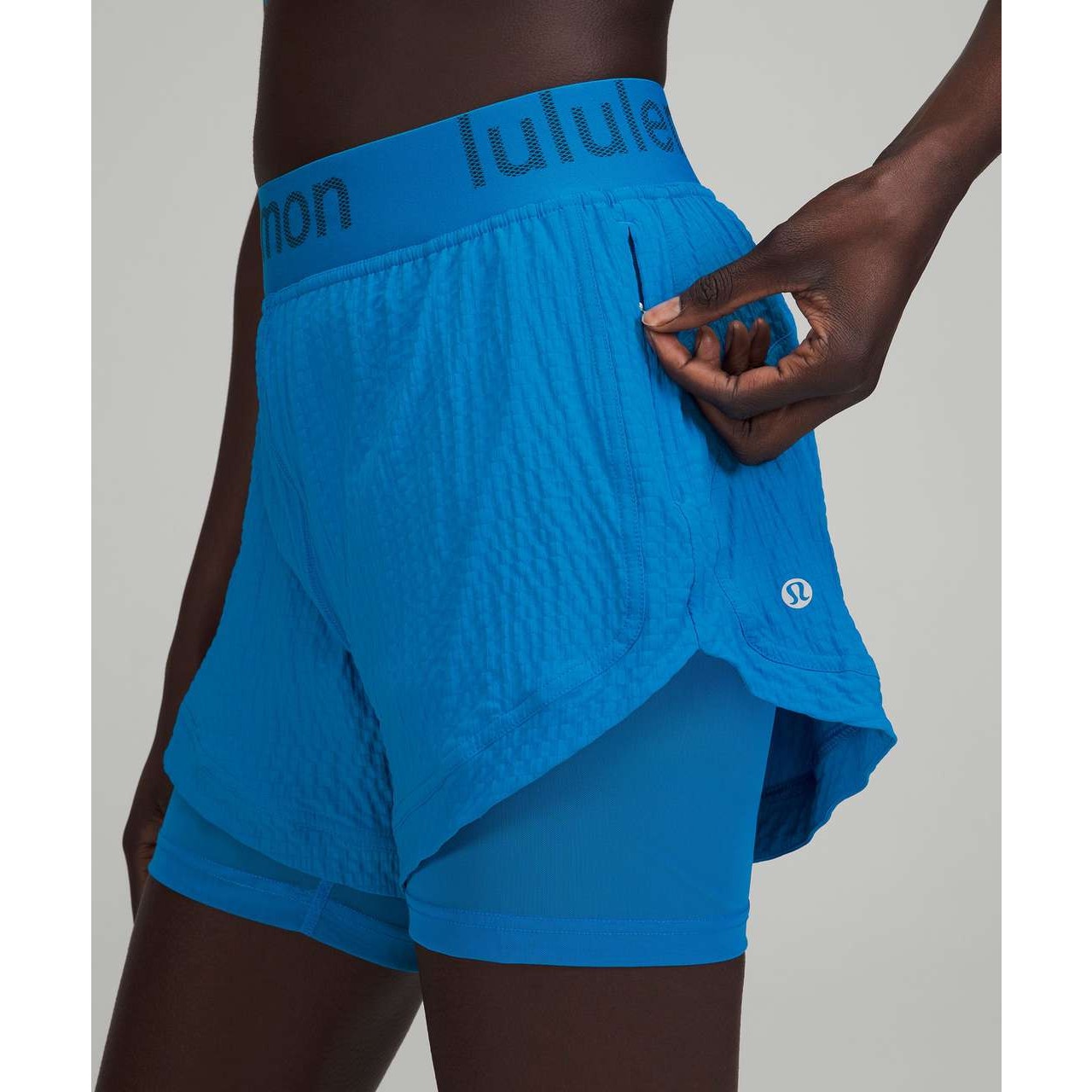 Lululemon Blue Crinkle High Rise Shorts Size 4 Women's Lined Athletic