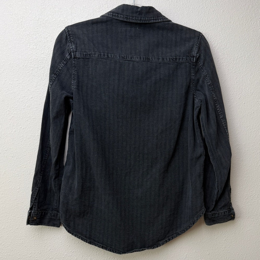 The Great Washed Black Denim Long Sleeve Shirt Size 0