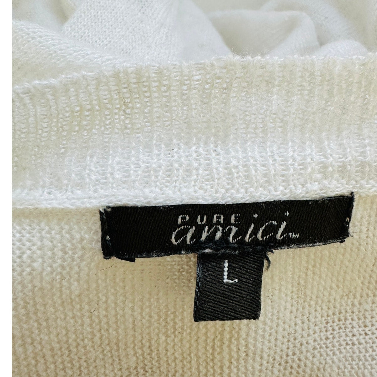 Pure Amici Ivory Round Neck Long Sleeve High Low Thin Sweater L