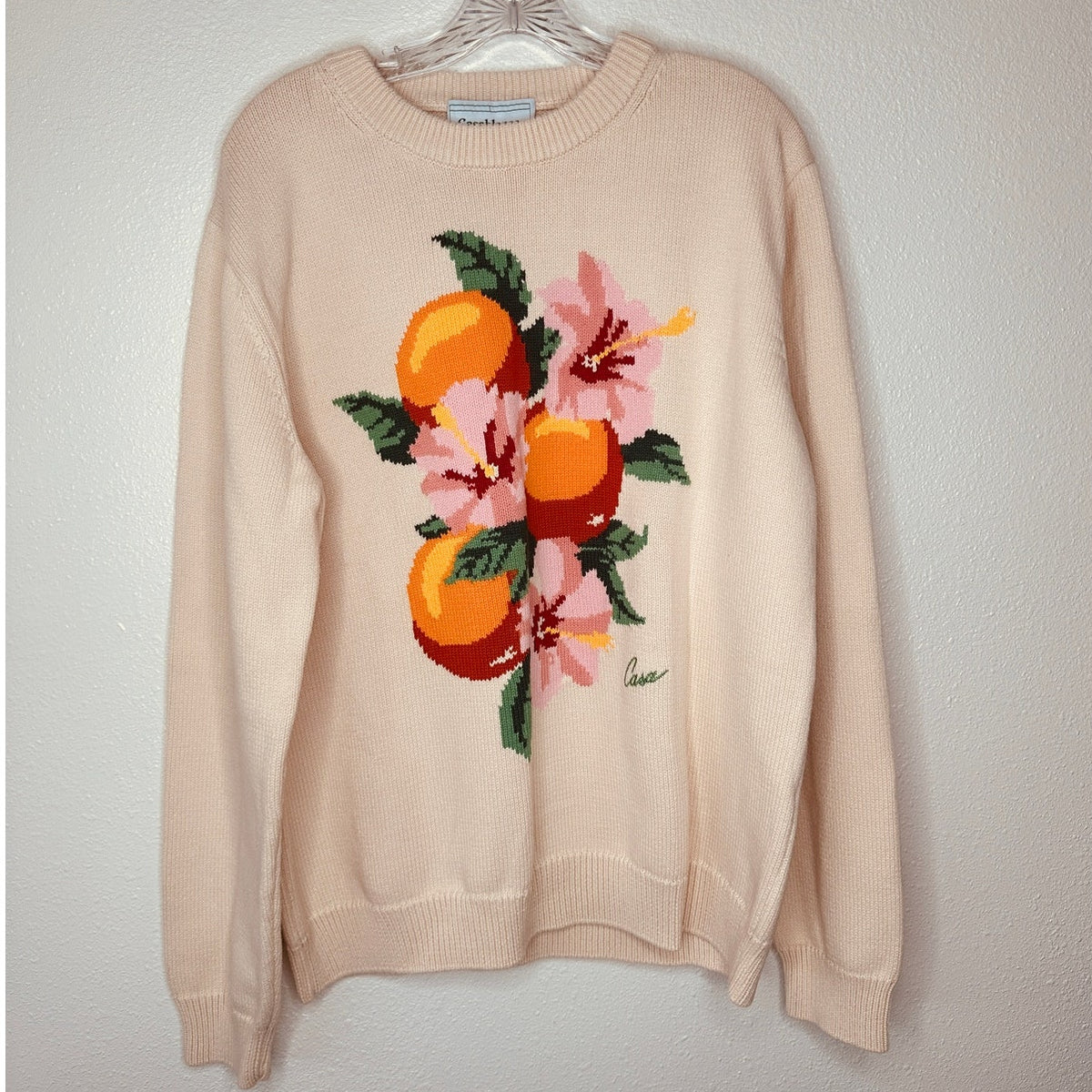 NWT Casablanca Cream Kapalia Oranges Graphic Intarsia Knit Sweater XXL