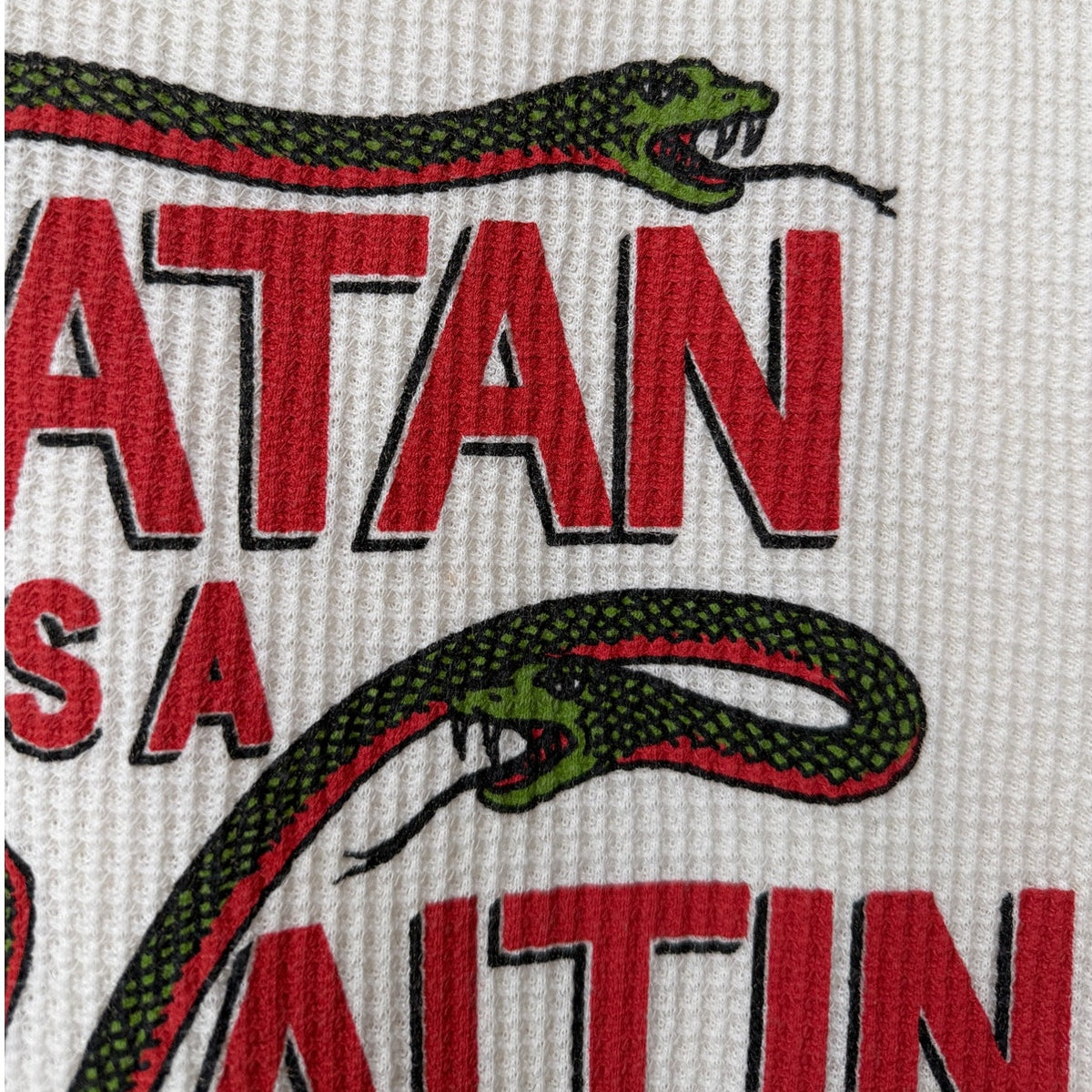 Indera Satan Is A Waitin Snake Graphic Thermal Crop Tank Top Large