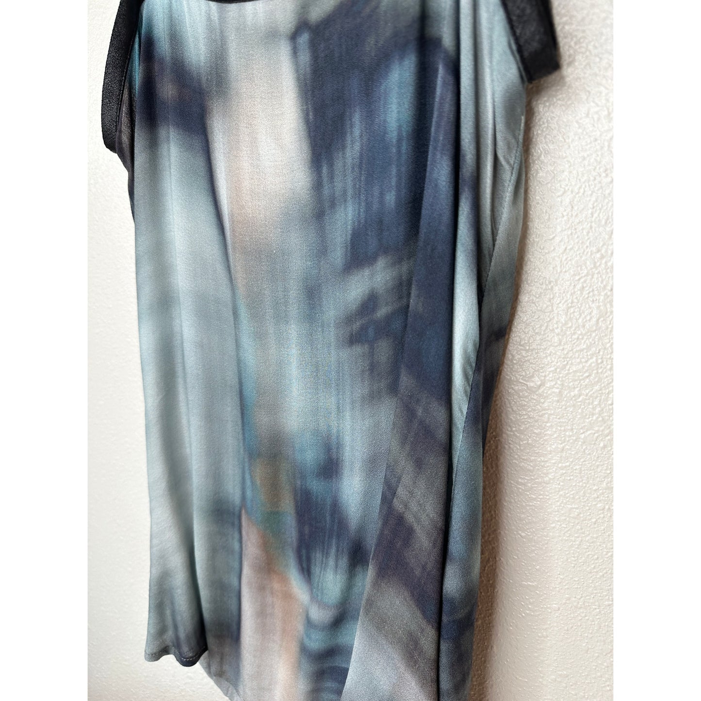 SW3 Teal Blue Multi Color Tie Dye Front Snap Faux Wrap Tank Top M