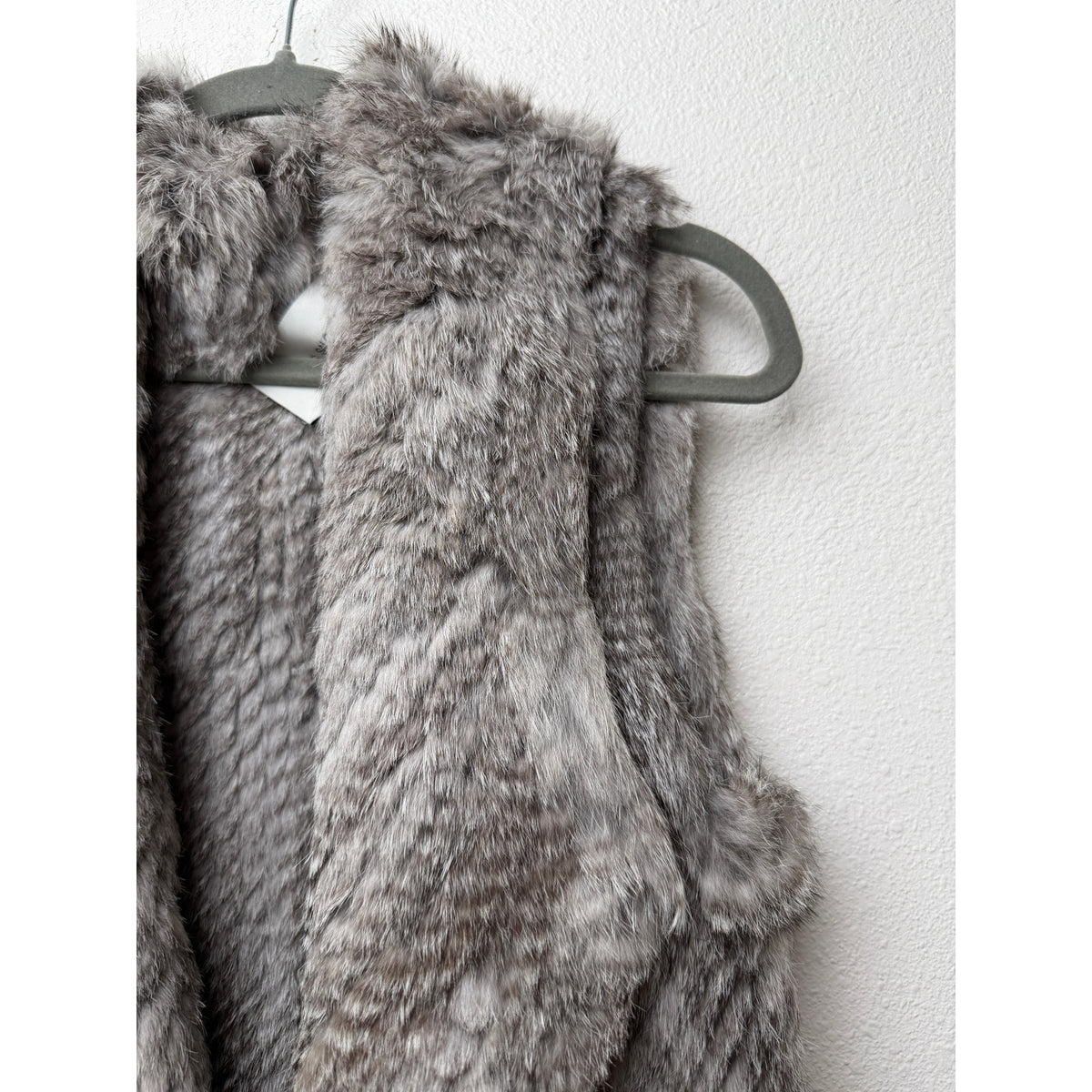 Yves Salomon Gray Rabbit Fur Drape Vest Women FR 34