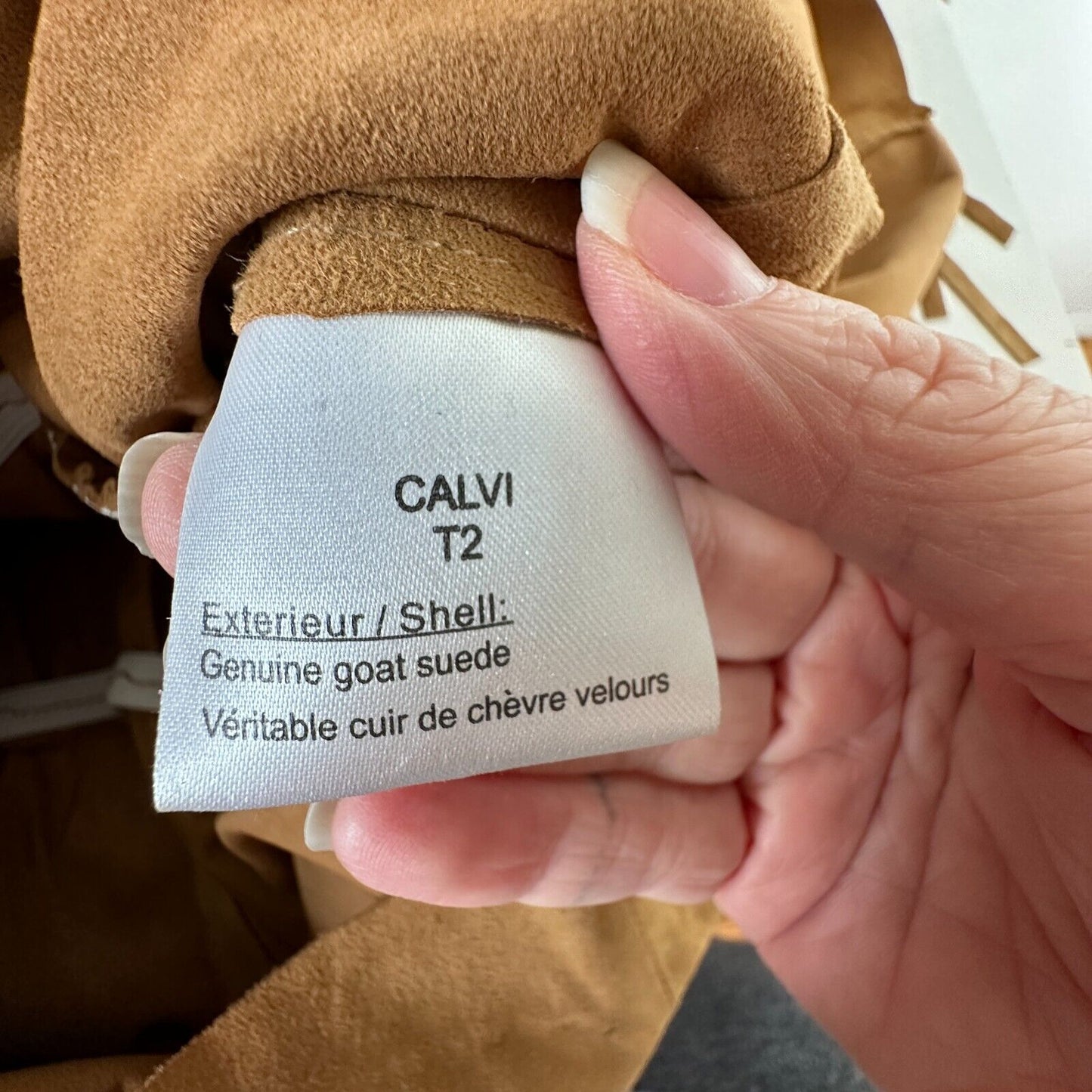 Belair Calvi Camel-Tan Goat Suede Sleeveless Fringed Scoop Neck Mini Dress T2