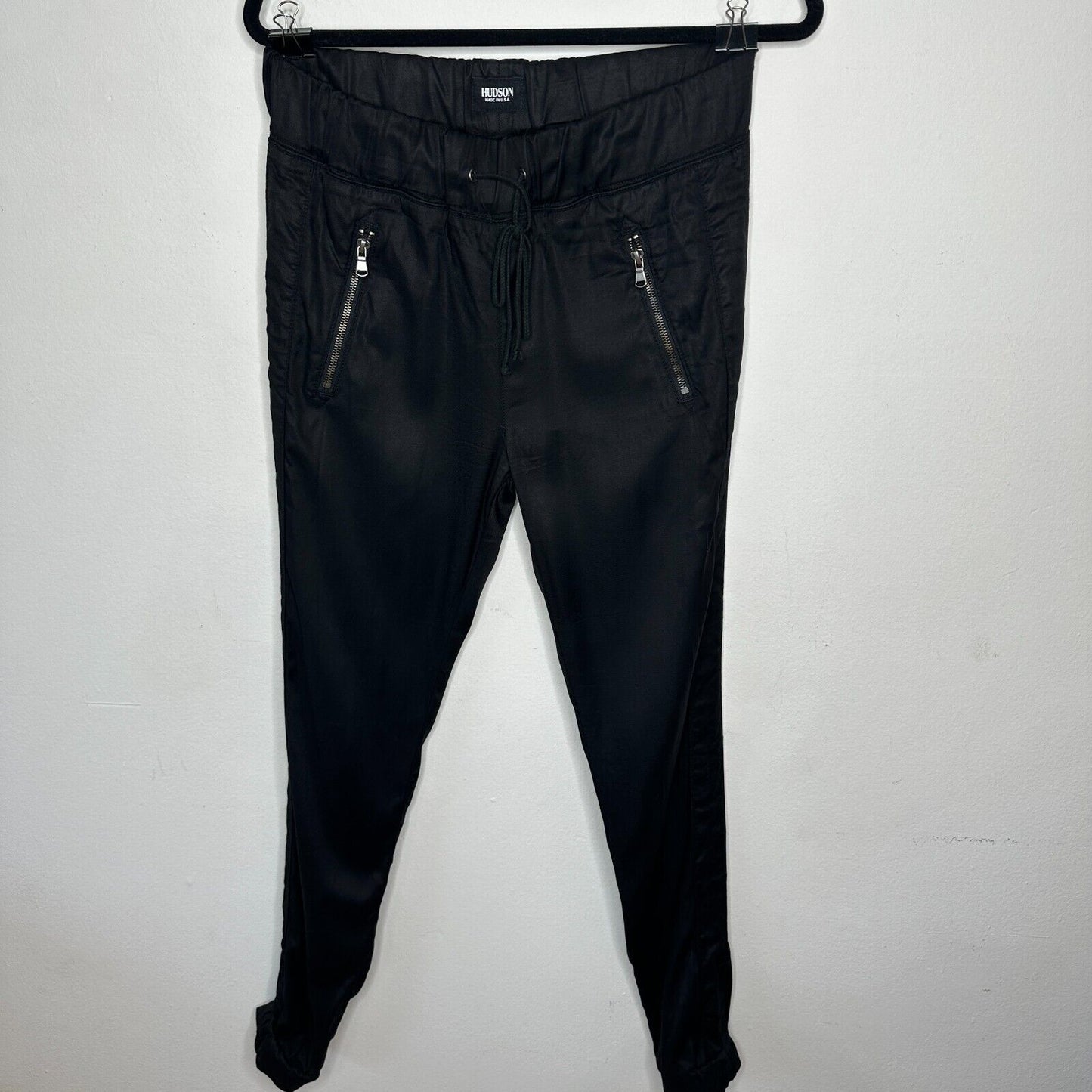 Revolve Hudson Katie Crop Black Sweatpant Jogger Zip Pocket Drawstring Pants 26