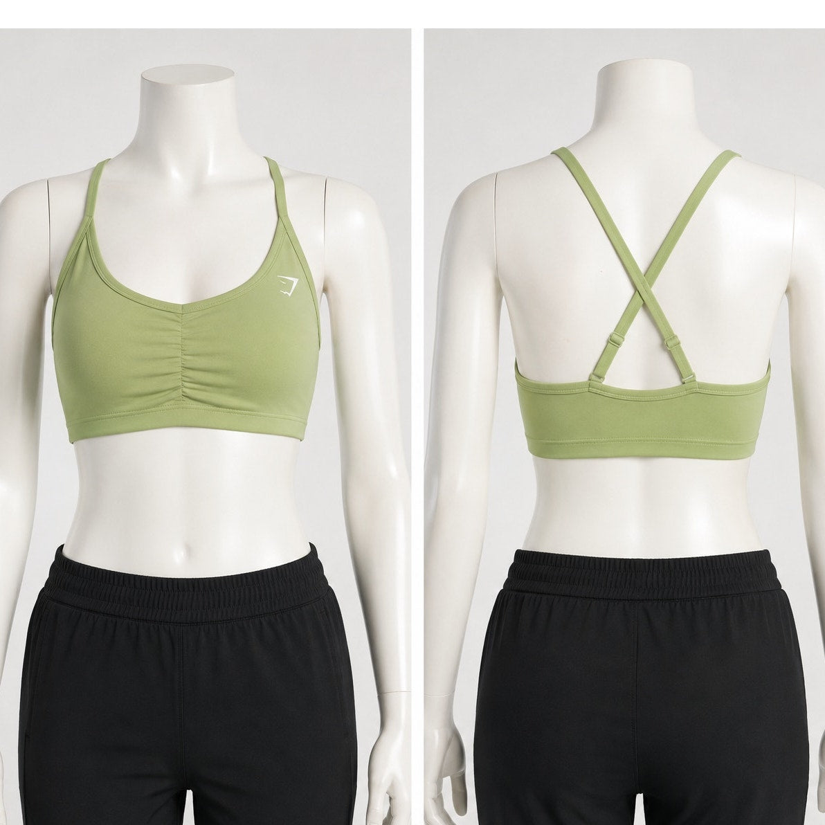 Gymshark Yellow Green Ruched Racer Back Padded Sports Bra XS