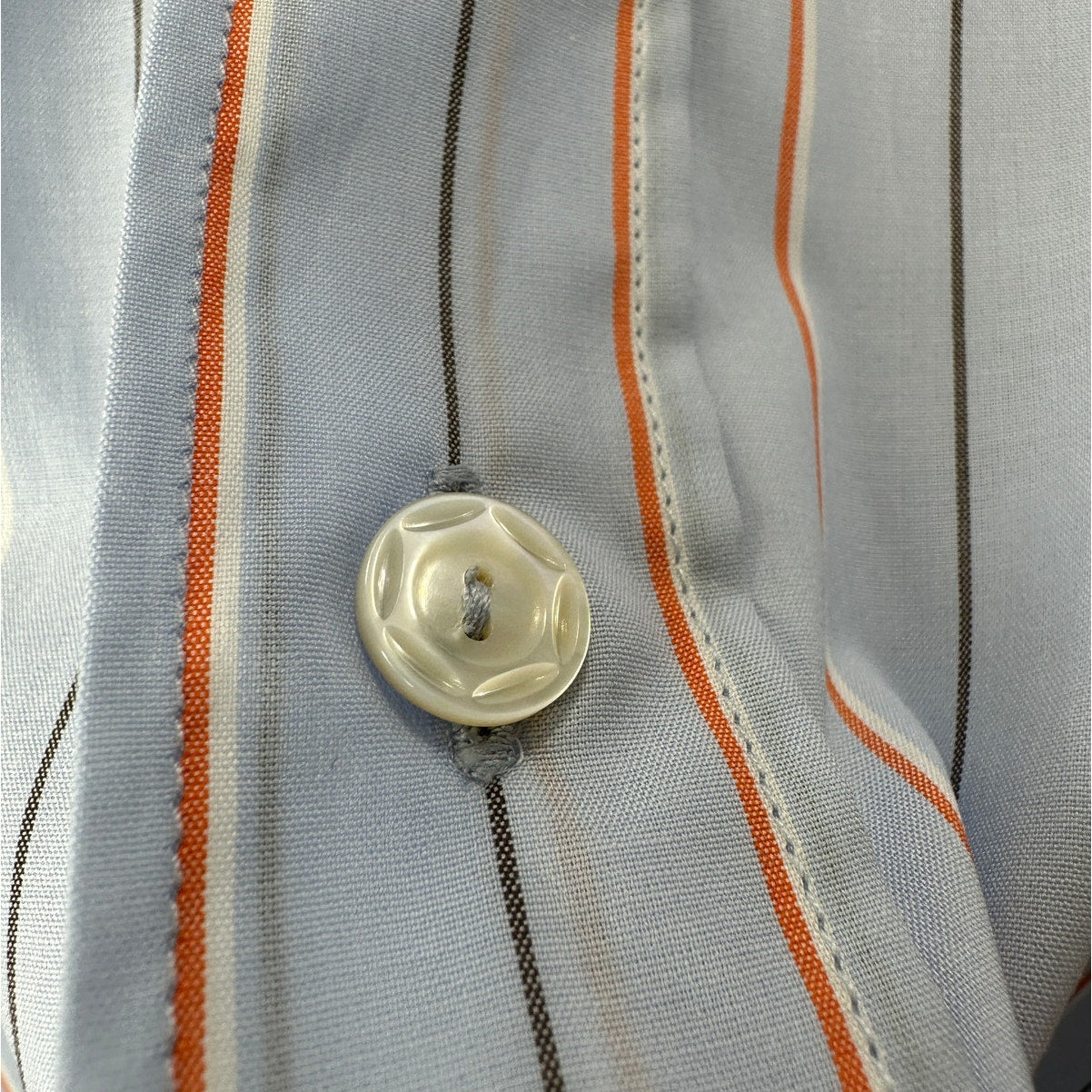 NWT Marni Camicia Organic Striped Cotton Poplin Iris Blue Collared Shirt 42 / 10
