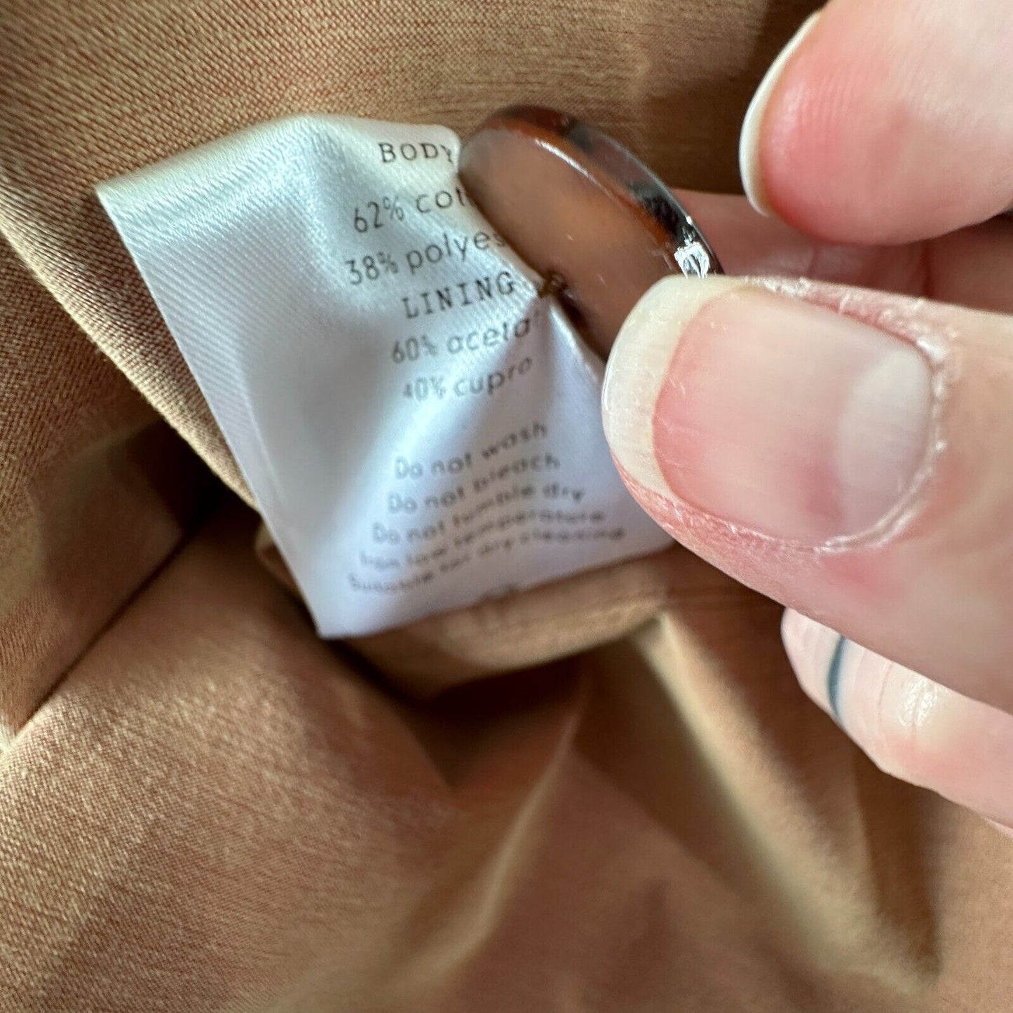 Aeron Delray Dusty Peach Iridescent Sleeveless Button Trench Coat Welt Pockets