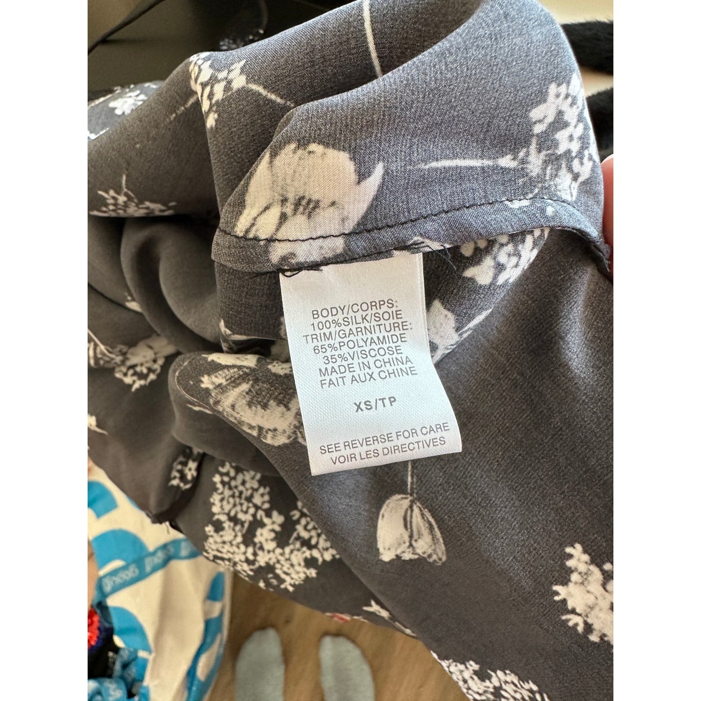 Cami NYC Black White Floral Lace Trim Silk Racer Cami Tank Top XS