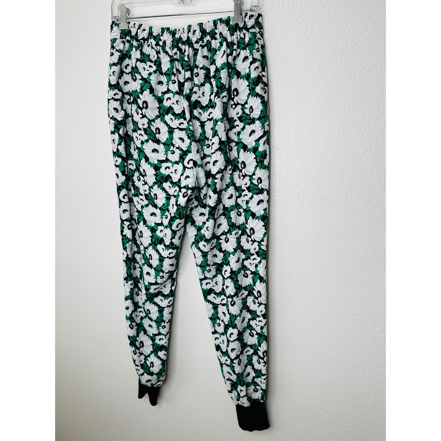 Stella McCartney White Black Green Floral Print Julia Flora Jogger Pants 42
