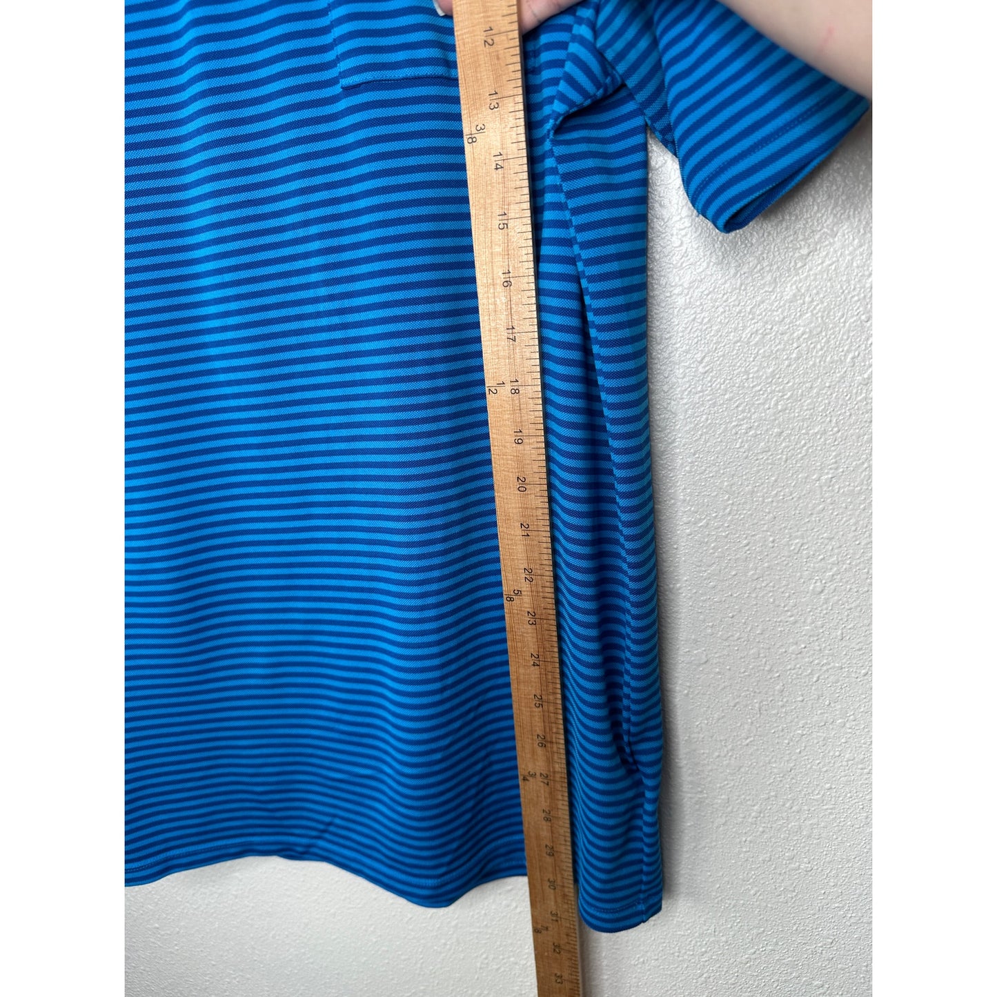 KJUS Polo Golf Shirt Medium Blue Striped Short Sleeve UPF30+  L / 52