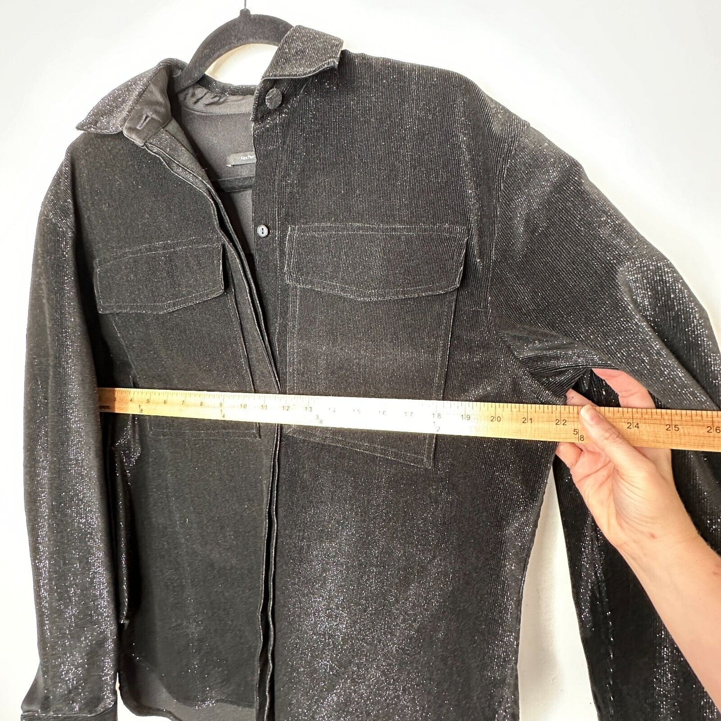Alex Perry SET Black Silver Shimmer Long Sleeve Shirt & Mini Skirt 6
