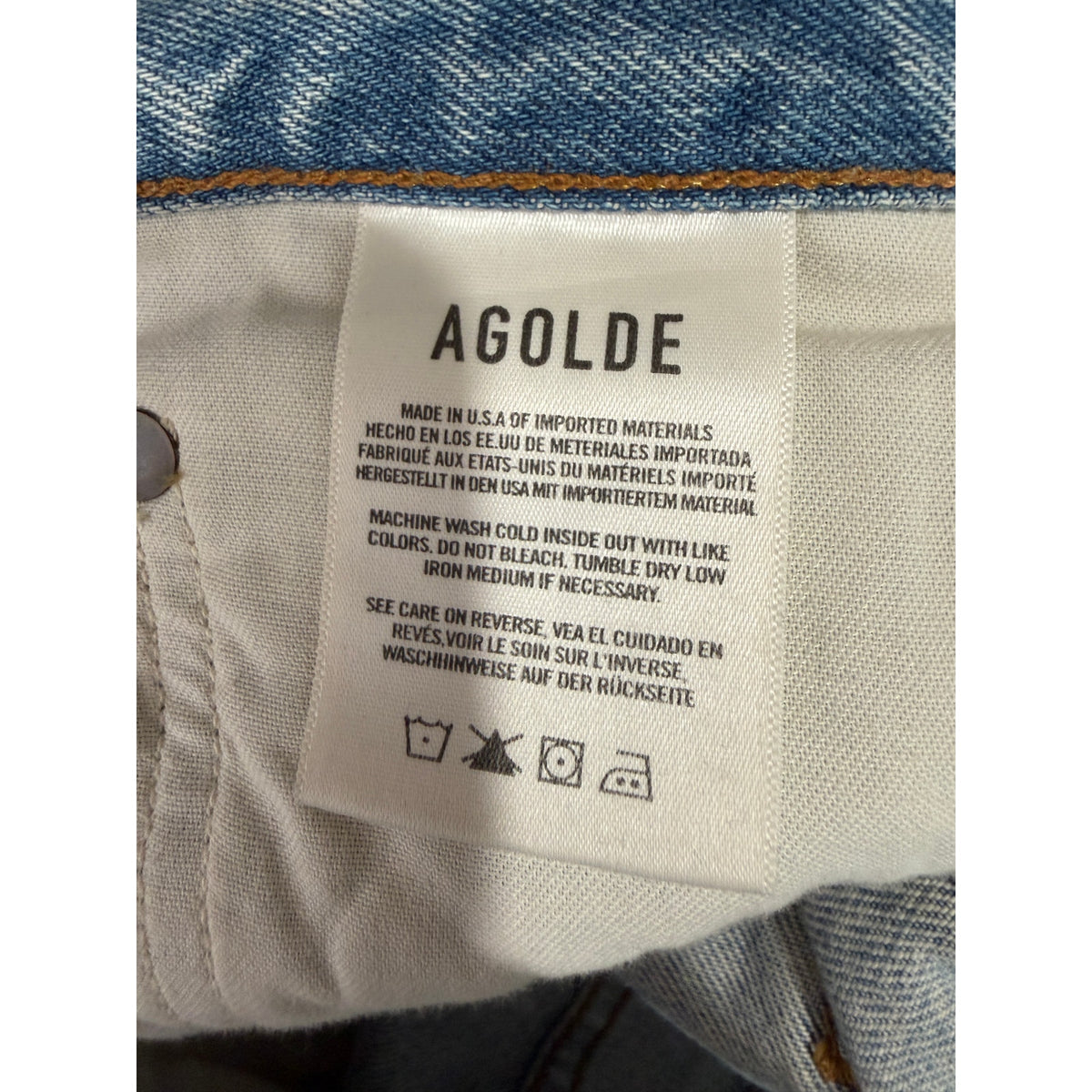 AGOLDE Light Blue Distressed Straight Jeans Women 26