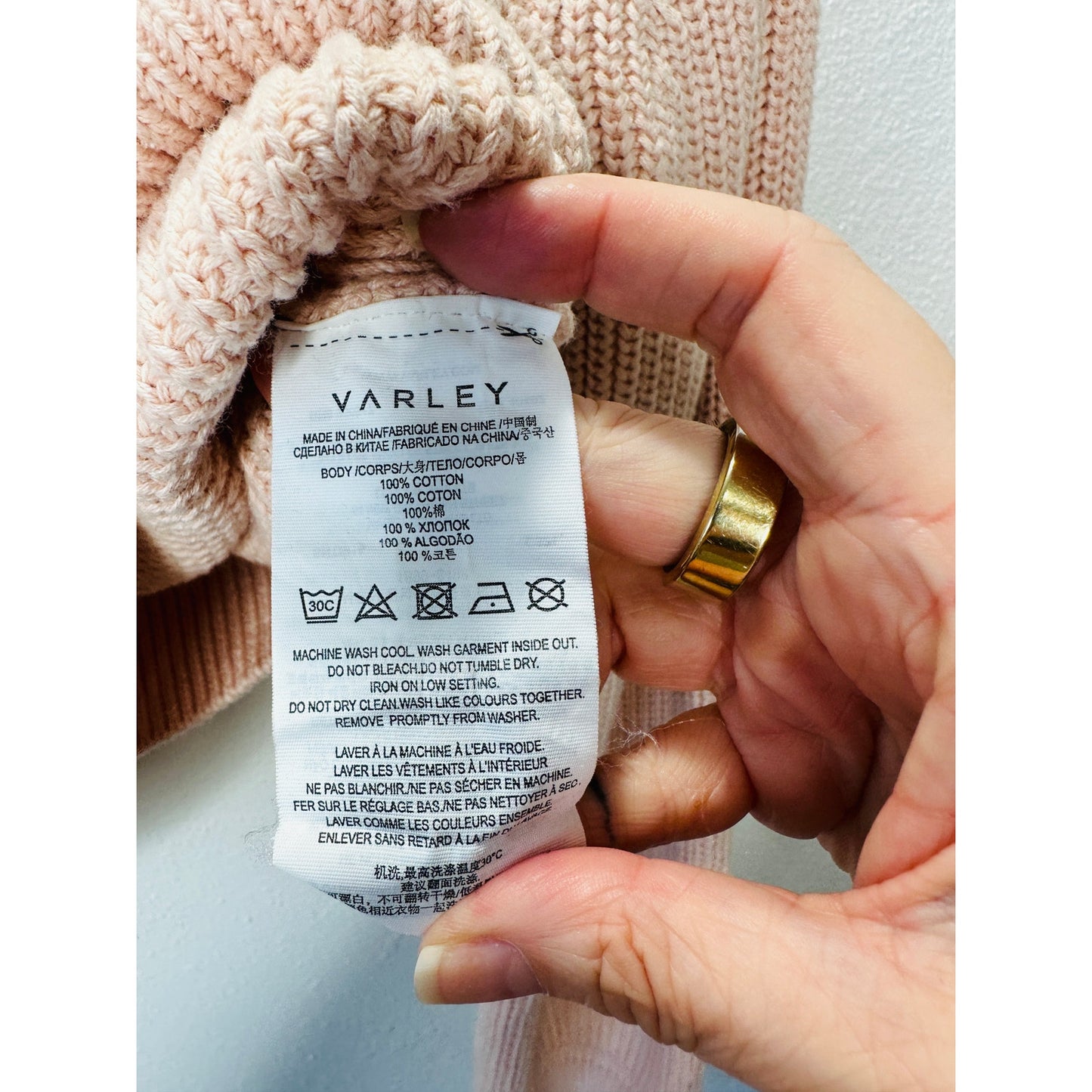 Varley Pink Mentone Half Zip Wide Collar Shaker Sweater XS