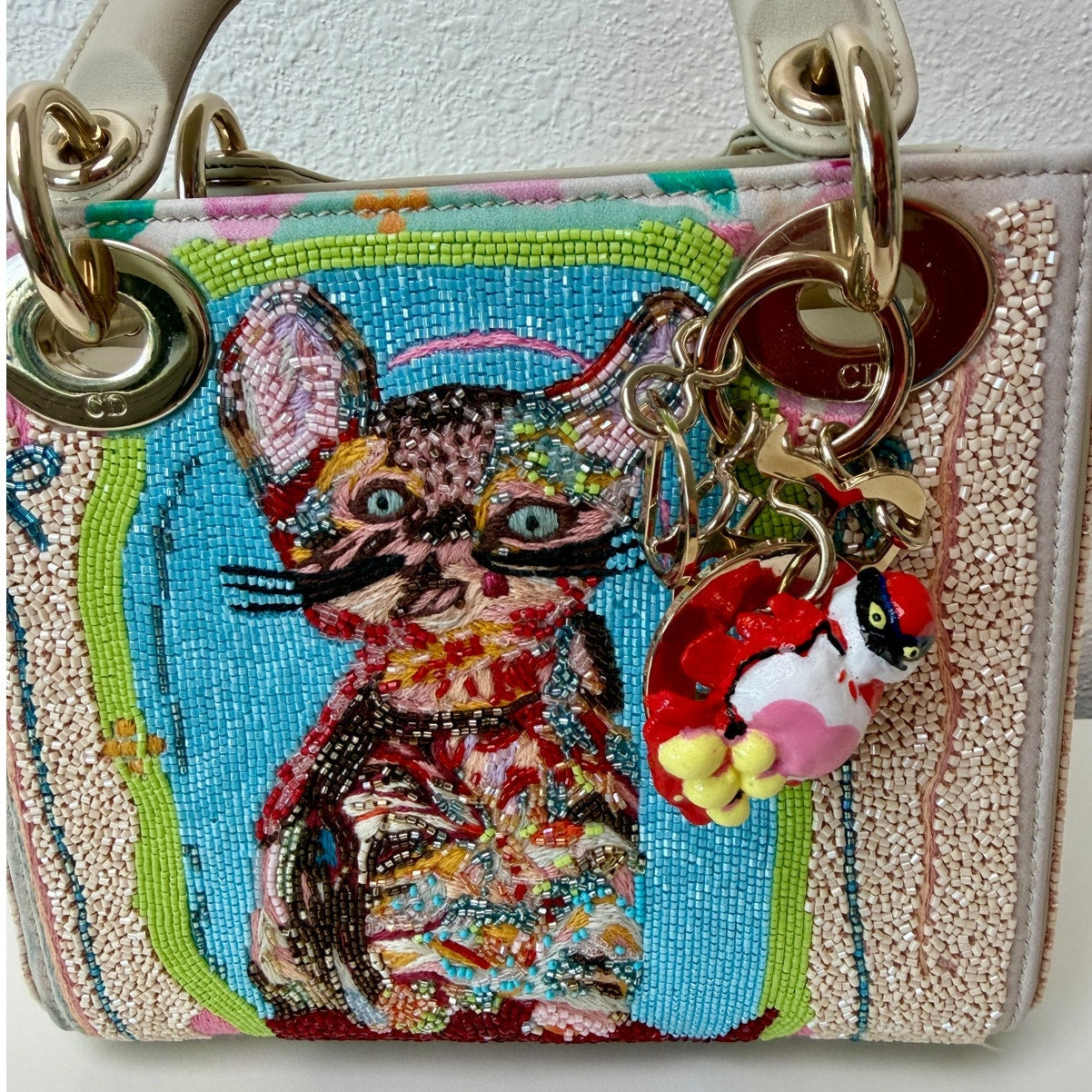 RARE Christian Dior Lady Art #6 Genevieve Figgis Mini Lady Dior Beaded Bag