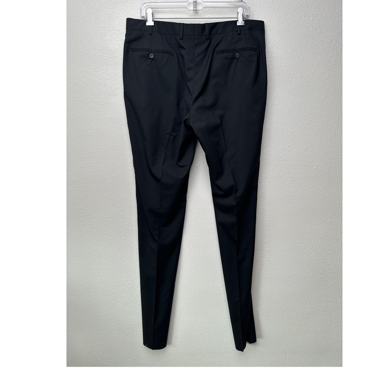Lanvin Wool Dress Pants Black Men US 36 (EU 52) Flat-Front Trousers