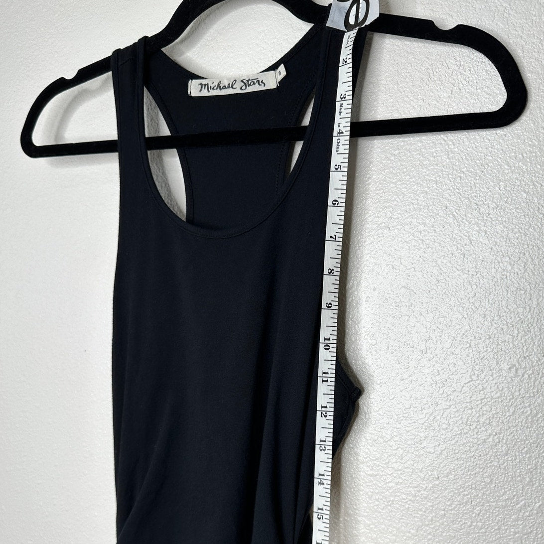 Michael Stars Black Midi Maxi Racerback Ruched Side Tank Dress Small