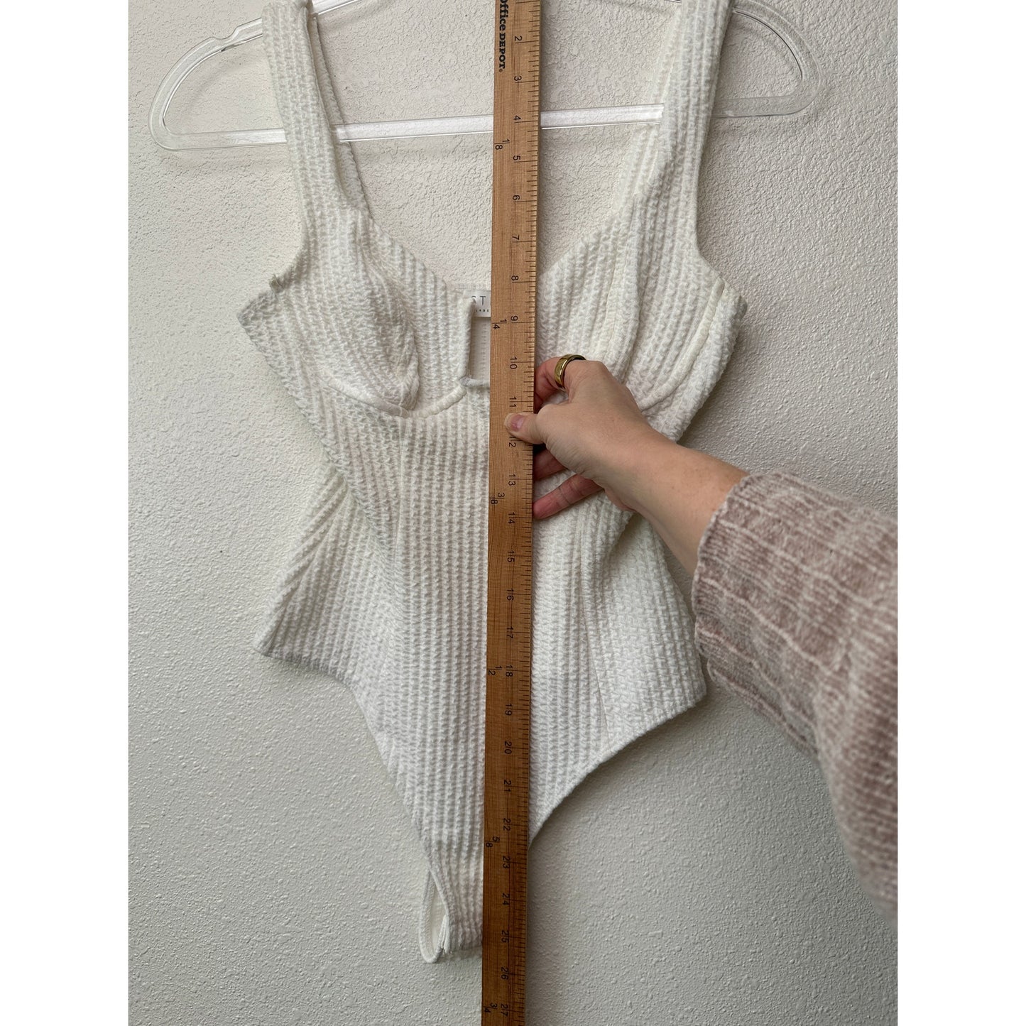 ASTR The Label Off White Textured Seersucker Bodysuit XS