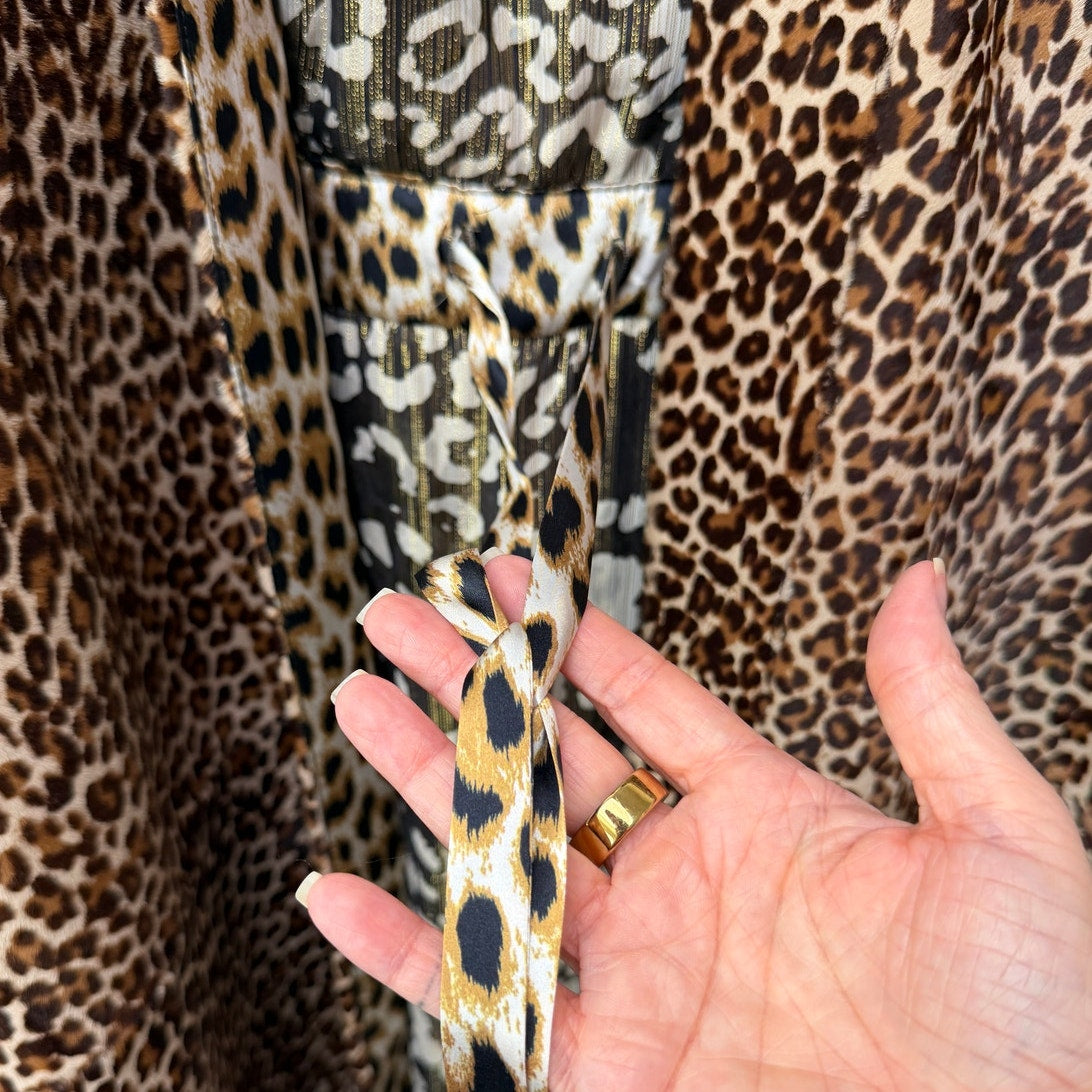 Alexx Brown Leopard Calf Hair Maxi Coat Women's US L/XL