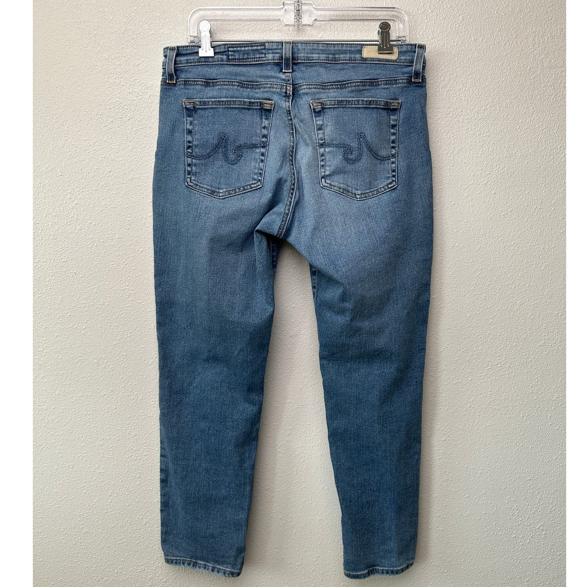 AG Prima Crop Cigarette Jeans Medium Wash Whiskered Size 32R