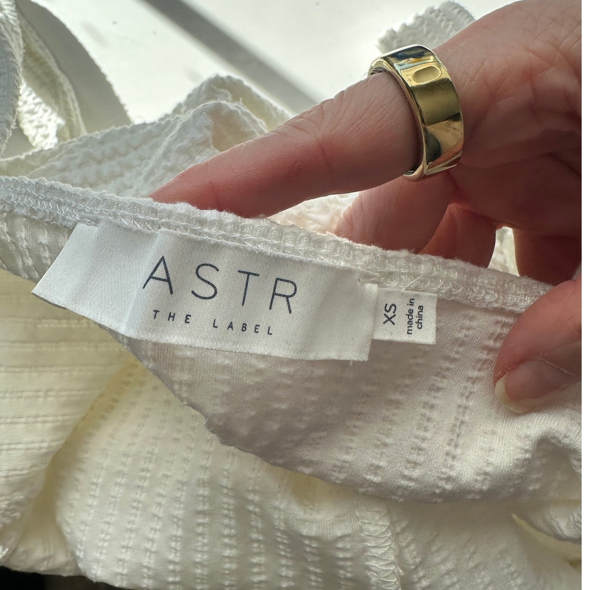 ASTR The Label Off White Textured Seersucker Bodysuit XS