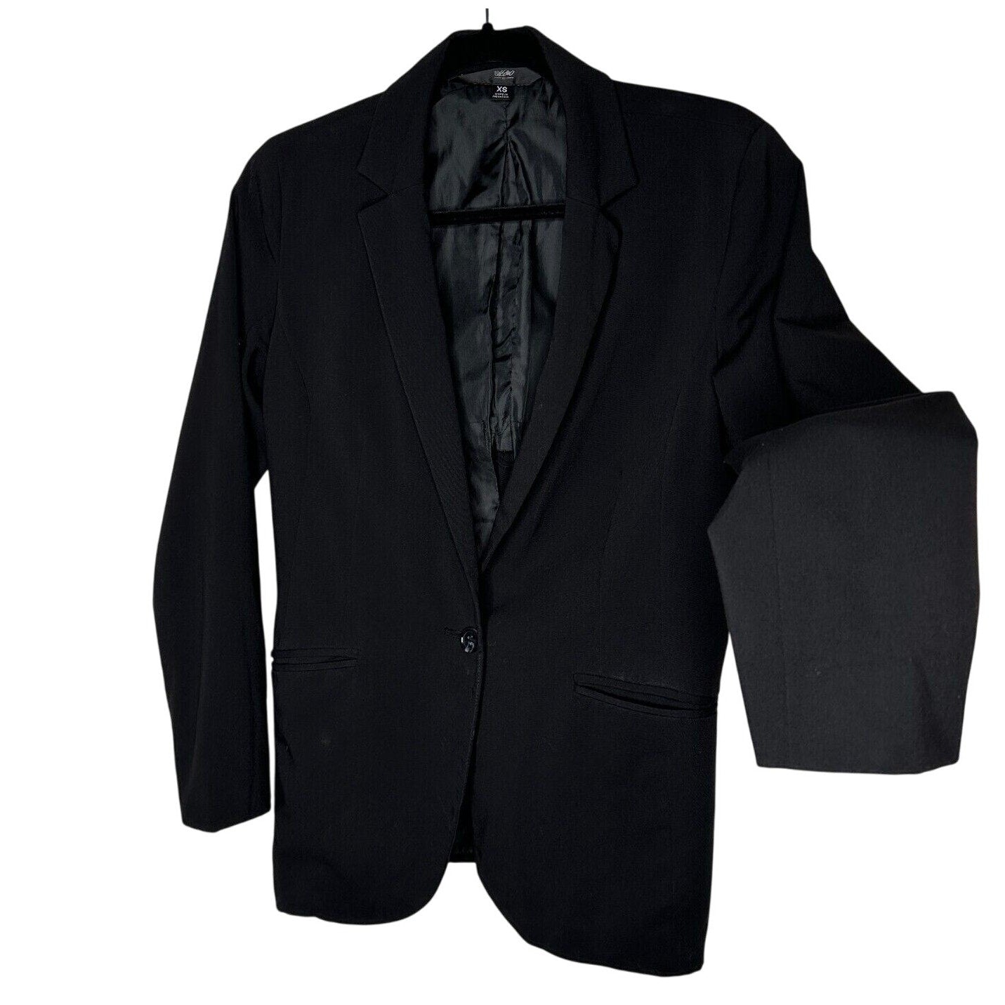 Mossimo Jet Black One Button Welt Pockets Casual Blazer Jacket Size XS
