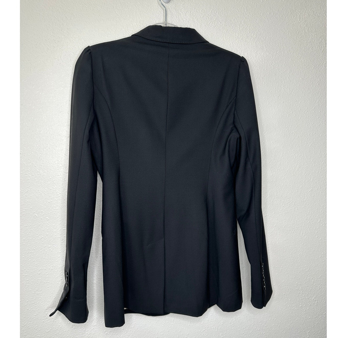 Burberry London Black 2-Button Wool Blazer Plaid Lined women's 8