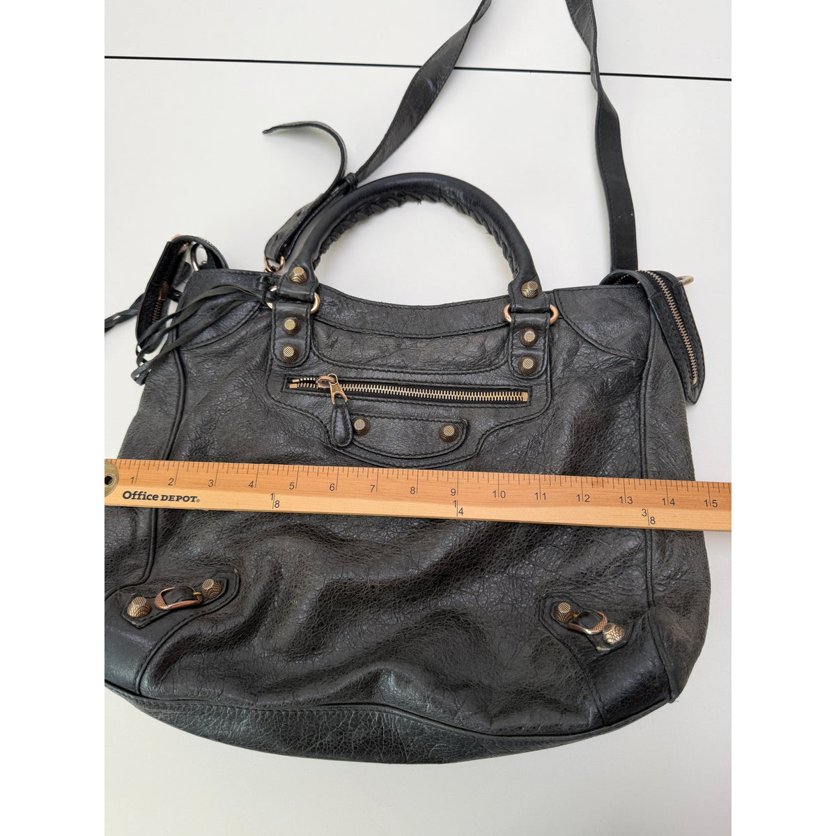 Balenciaga Black Studded Motorcycle Satchel Women's