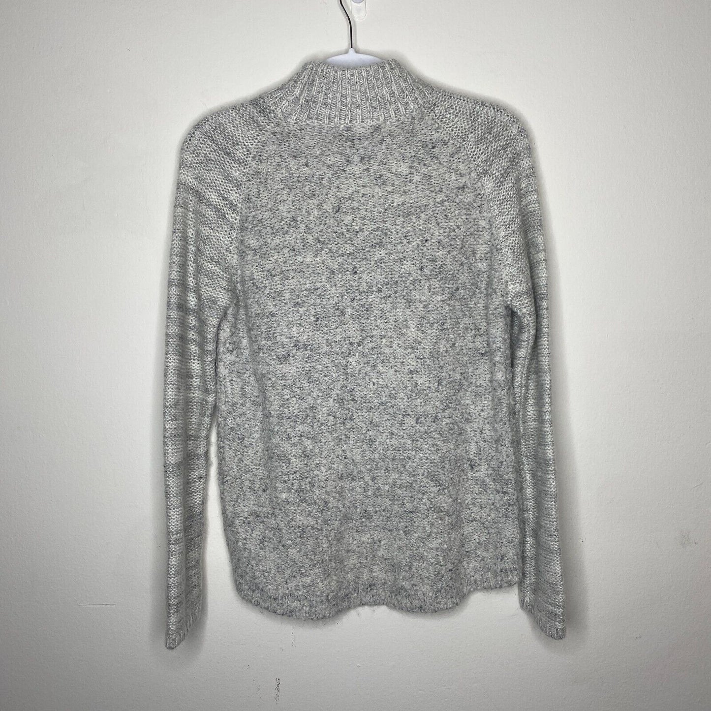John + Jenn White & Gray Marled High-Low Long Sleeve Mock Turtle Neck Sweater SP