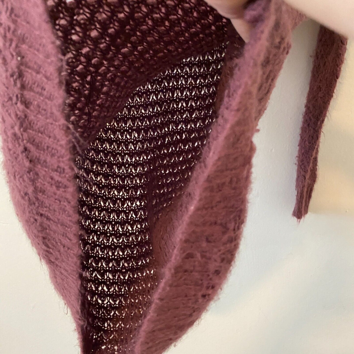 Frenchi Eggplant Soft Plum Fuzzy Loose-Knit Long Sleeve Round Neck Sweater XS
