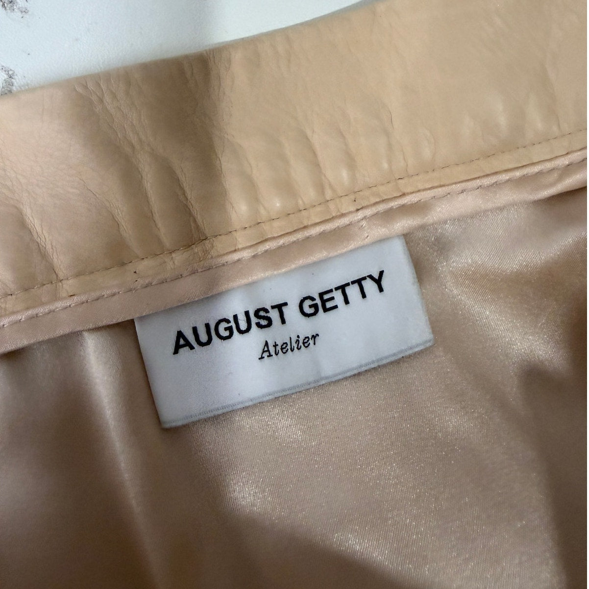 August Getty Atelier Accordion Pleat Leather Maxi Skirt Nude Women's US XS