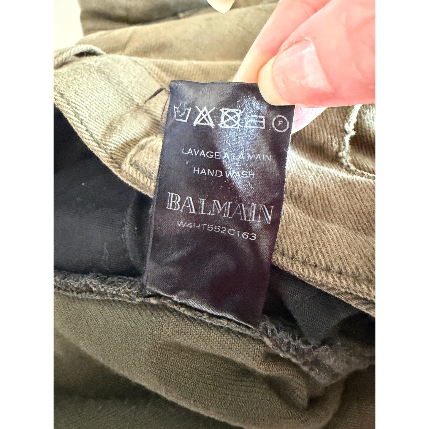 Balmain Olive Biker Cargo Pants Men's 34