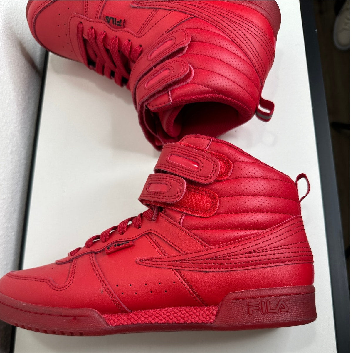 Fila Red Monochromatic F-14 High Top Casual Sneaker Shoe 8