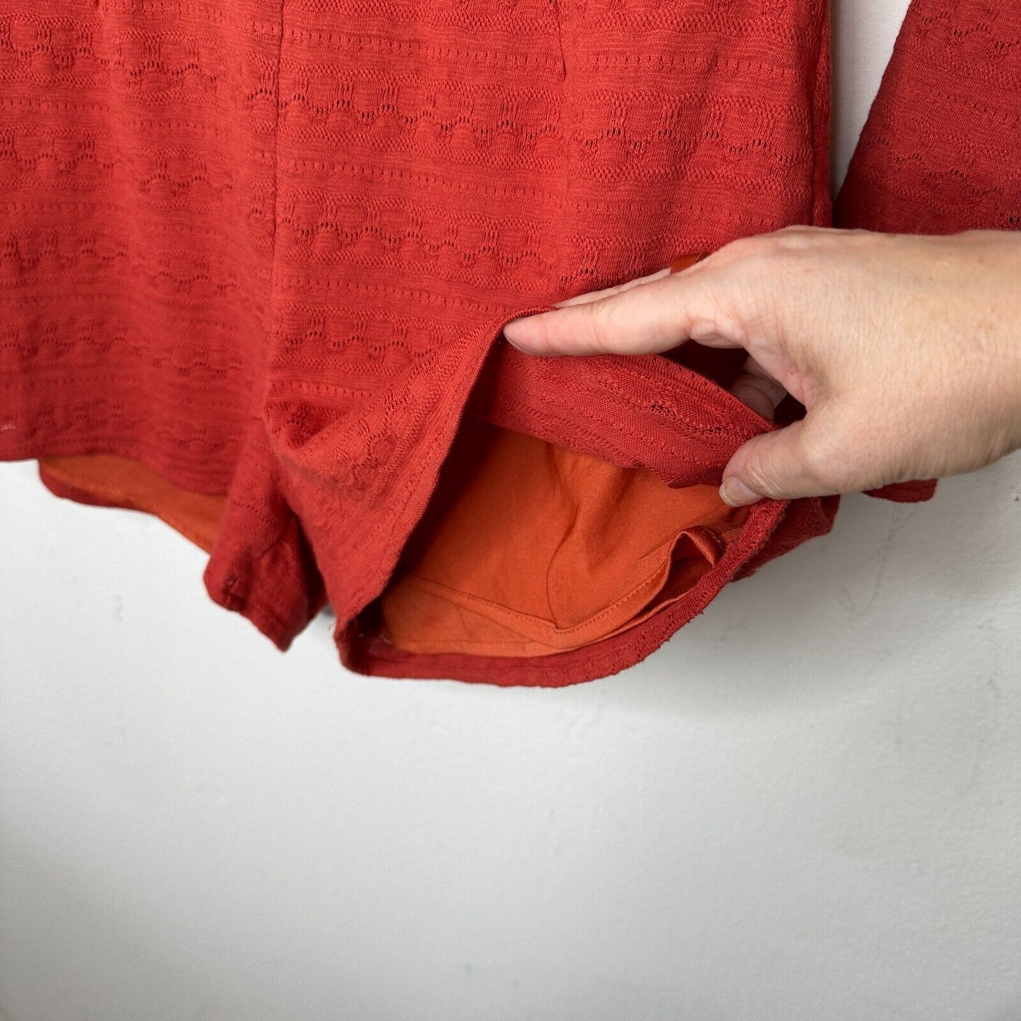 Ark & Co Salmon High Neck Long Sleeve V Back Zip Embroidered Zip Romper S