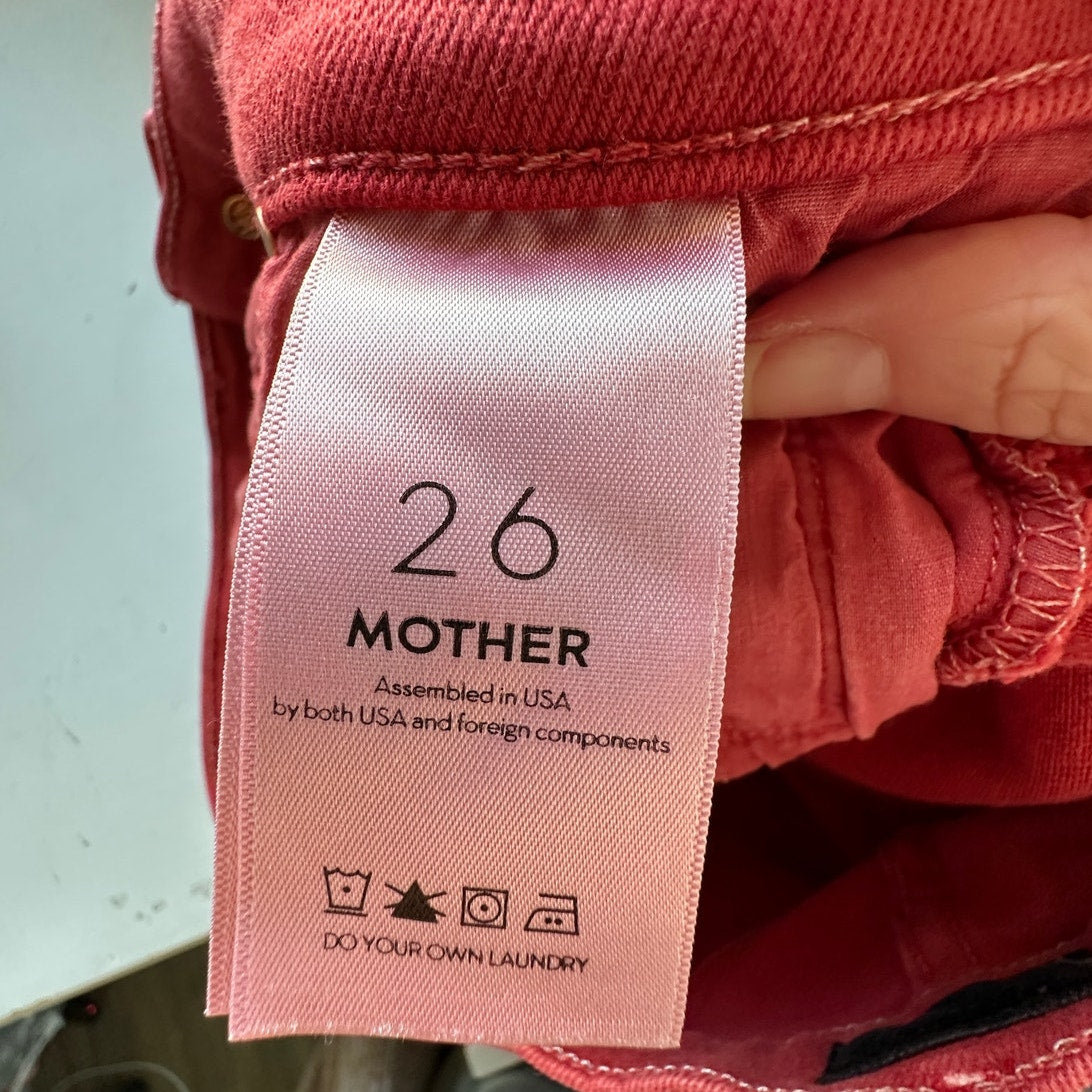 Mother Hotrod Red Insider Crop Step Fray Second Chance Jeans 26