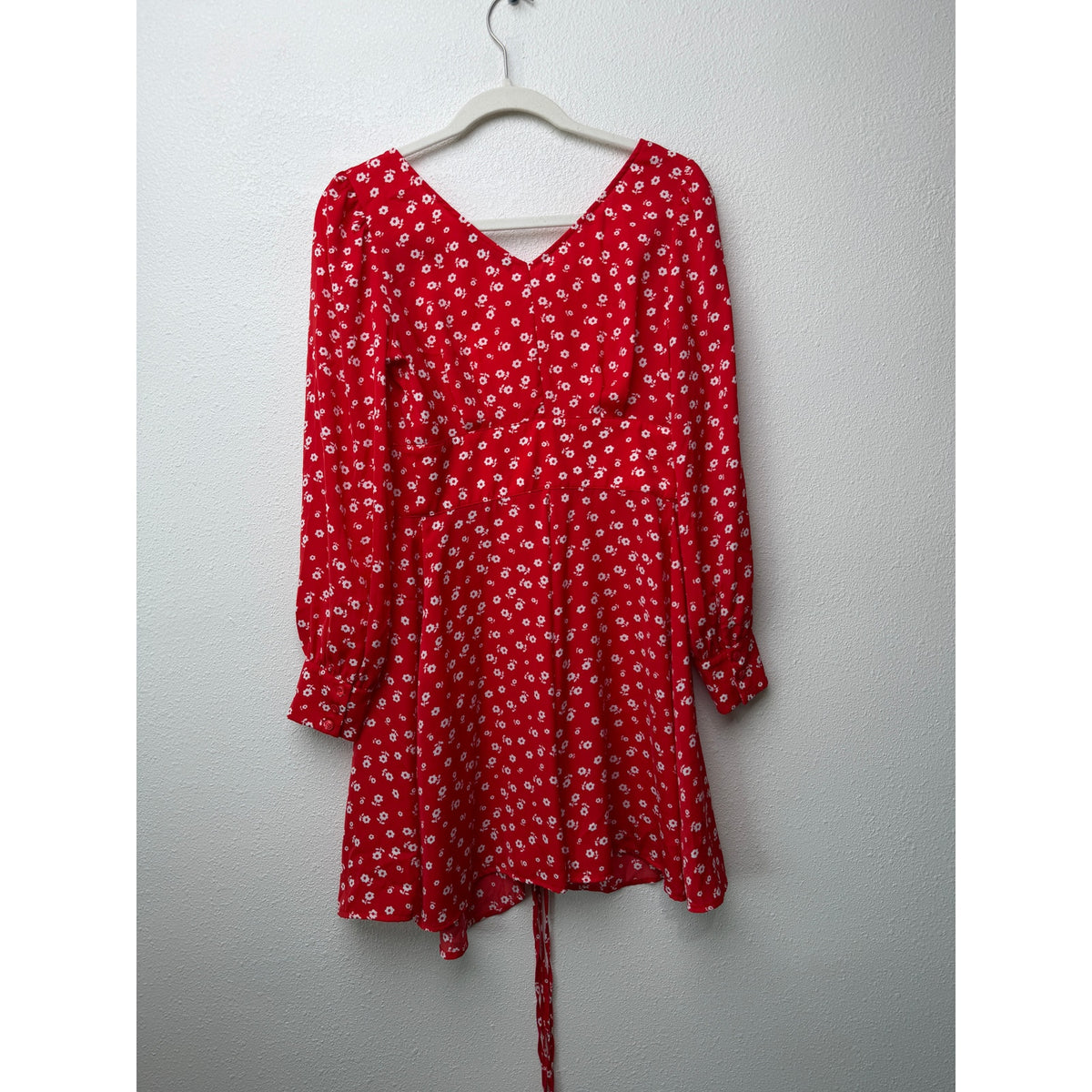 ALEXACHUNG Red Floral Wrap Mini Dress Women US 2