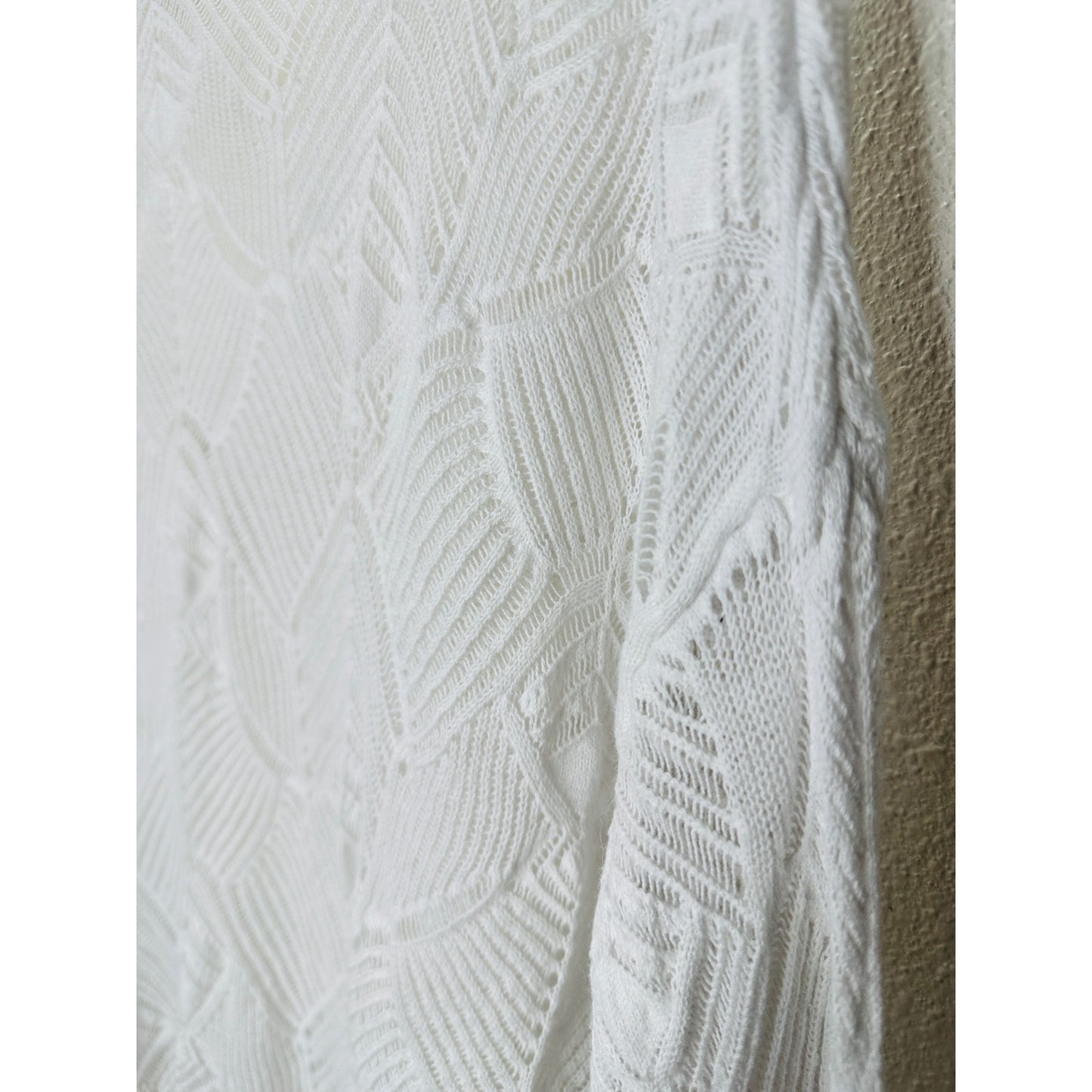 IRO Dusk White Crochet V Neck Lightweight Sweater Dolman Sleeves XS
