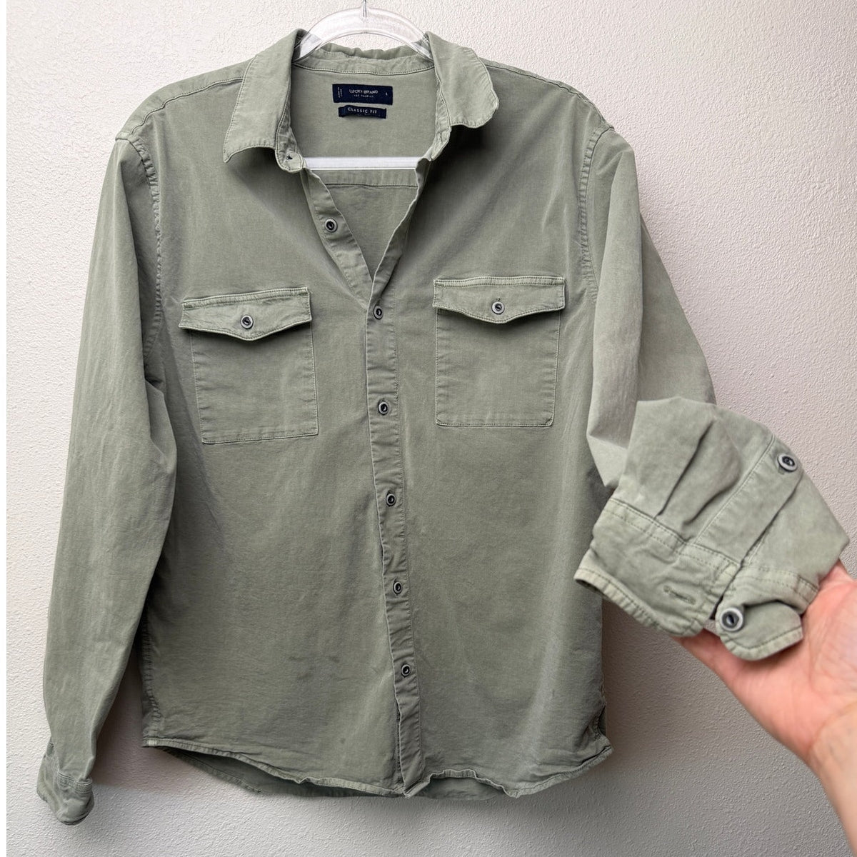 Lucky Brand Sage Green Utility Shirt Men L