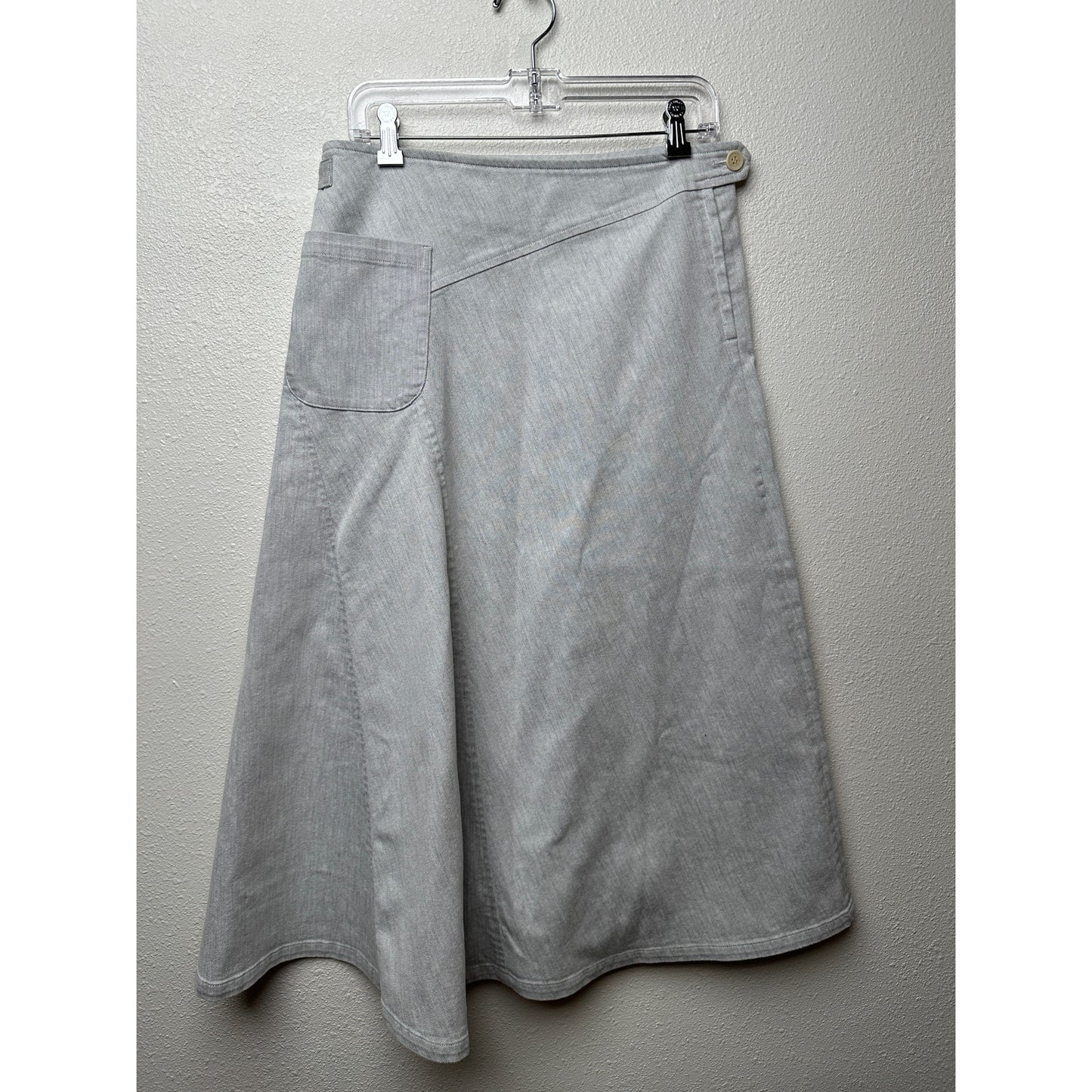Y's Skirt Gray Womens US S Wrap Midi
